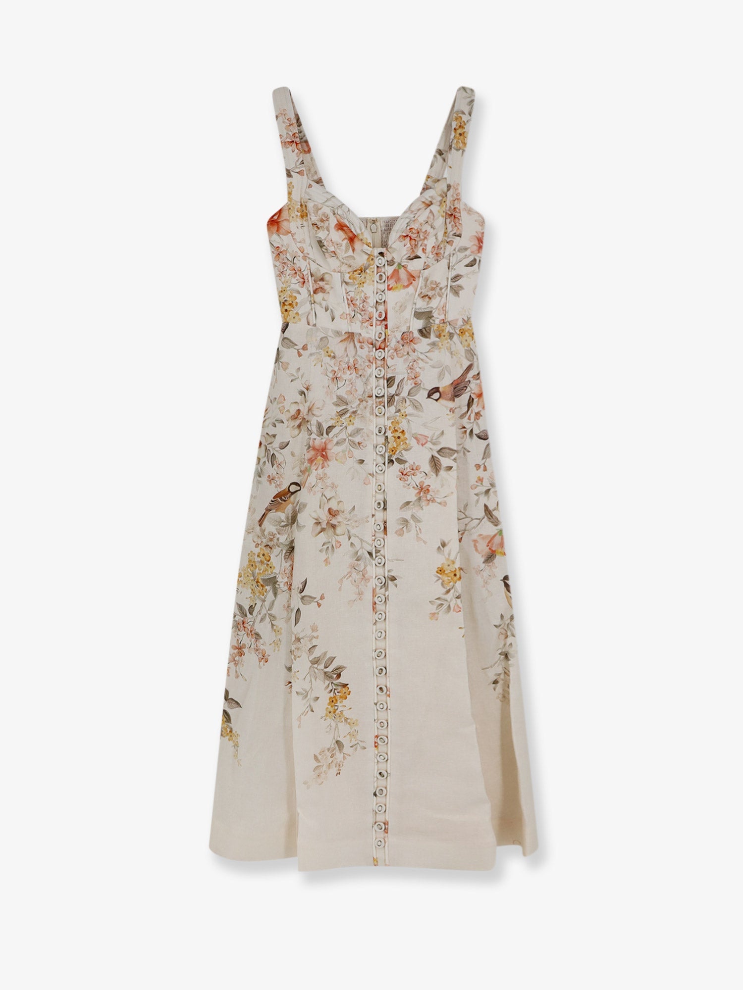Zimmermann Women Luna Linen Midi Dress With All-Over Floral Print ZIMMERMANN