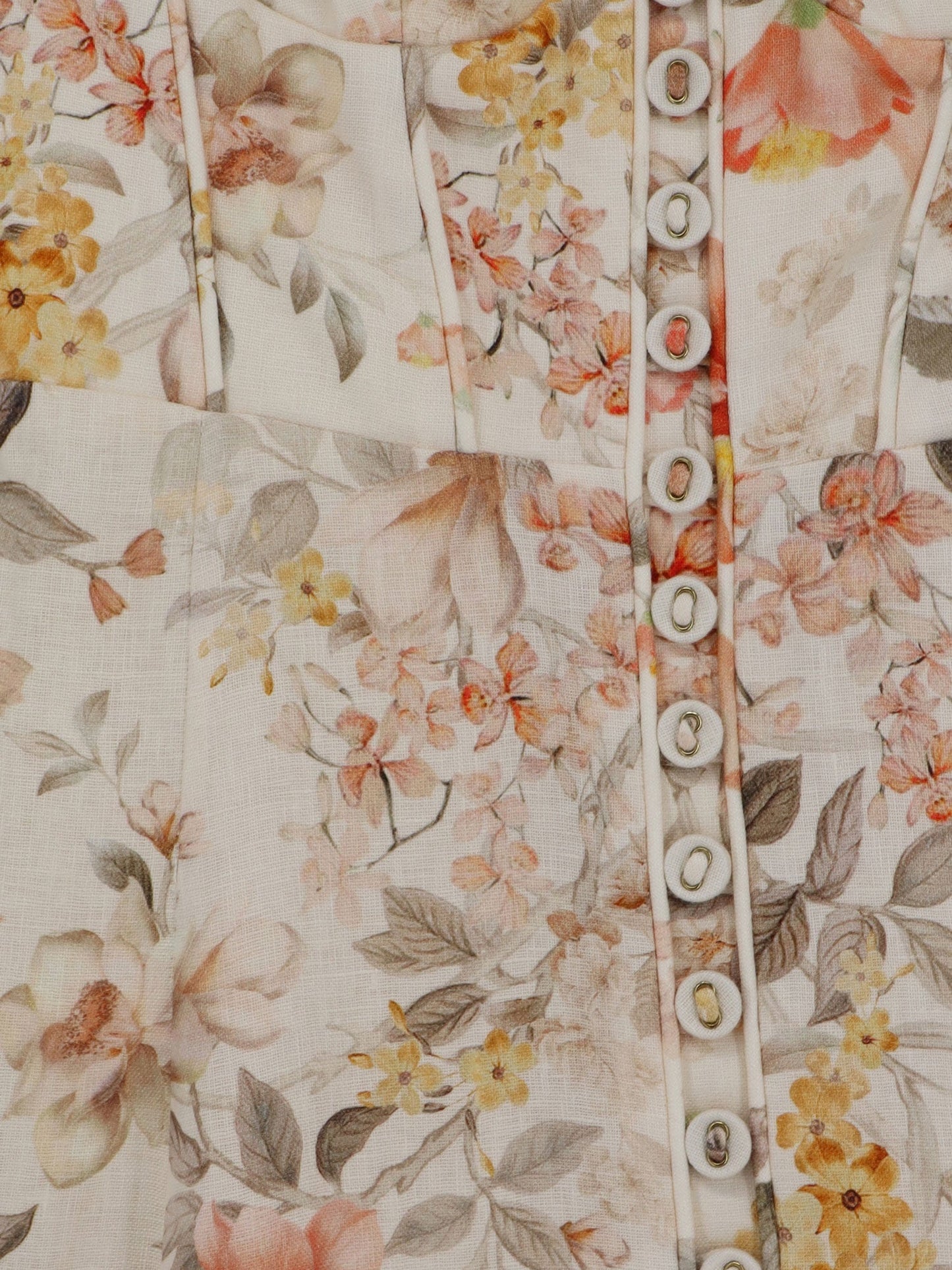 Zimmermann Women Luna Linen Midi Dress With All-Over Floral Print ZIMMERMANN