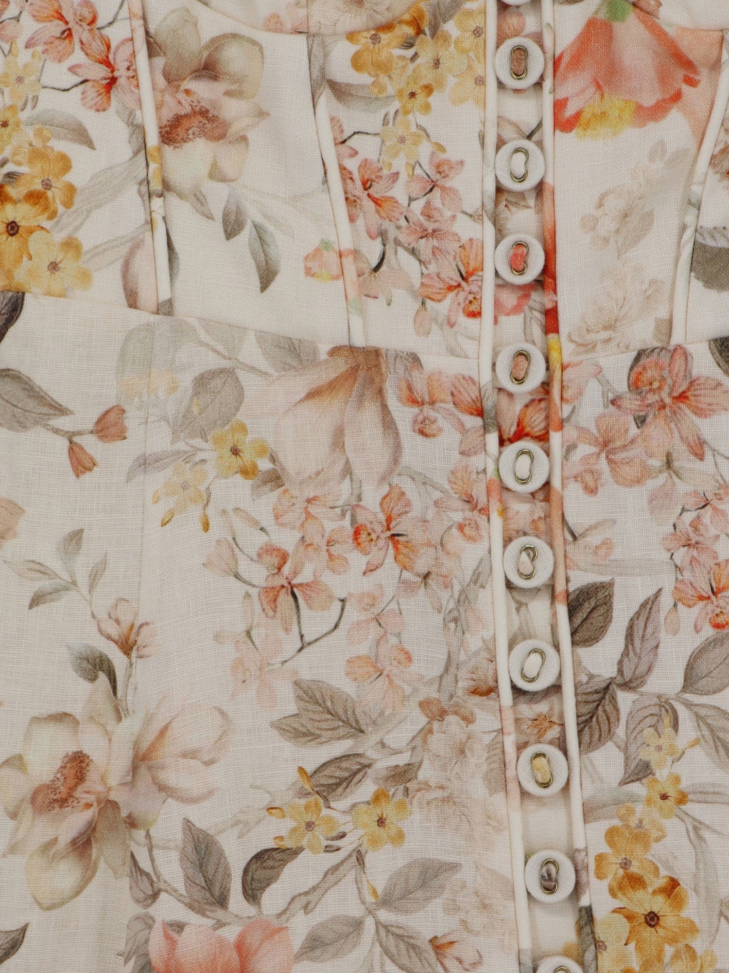 Zimmermann Women Luna Linen Midi Dress With All-Over Floral Print ZIMMERMANN