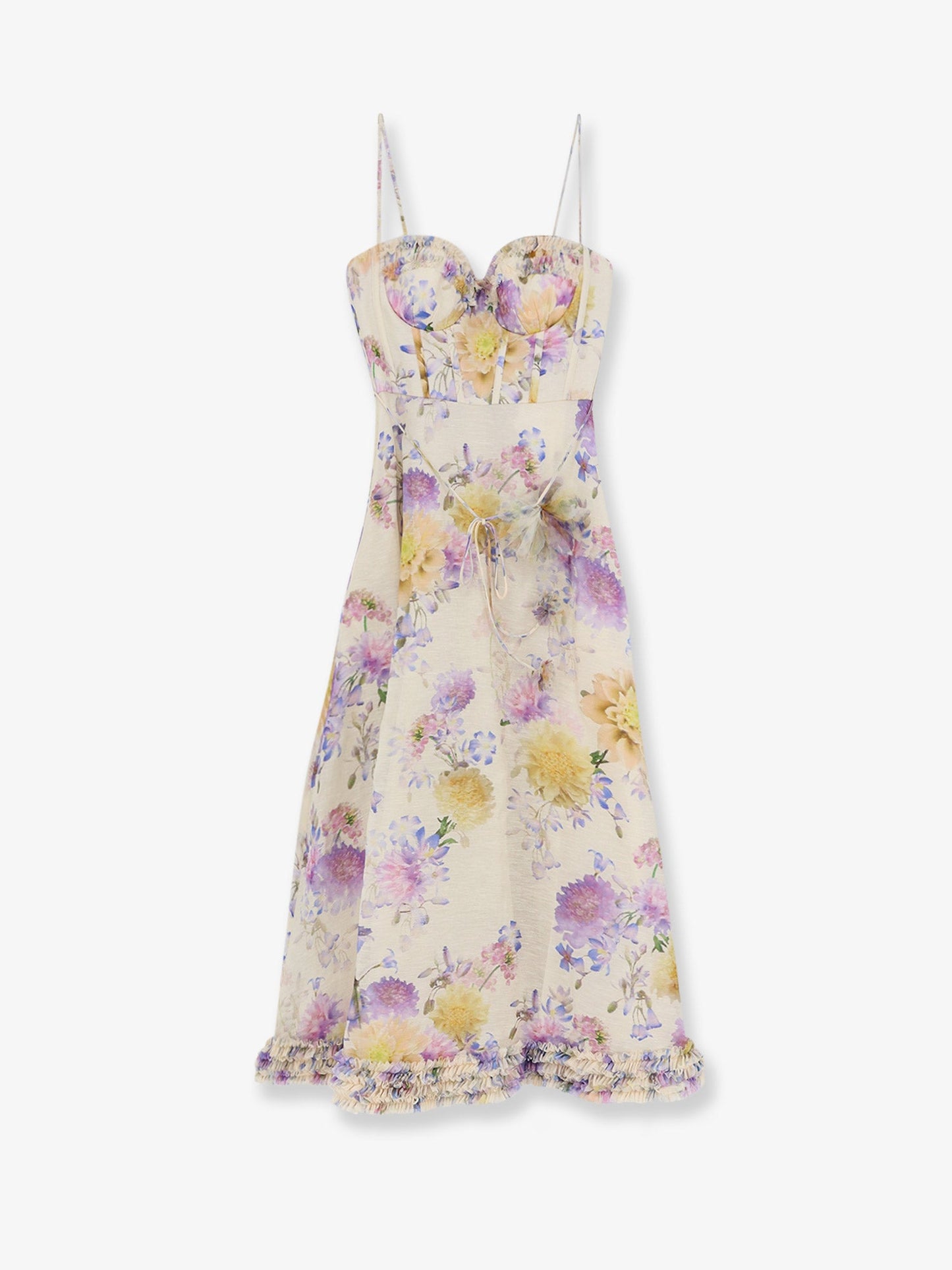 Zimmermann Women Luna Silk And Linen Blend Midi Dress ZIMMERMANN