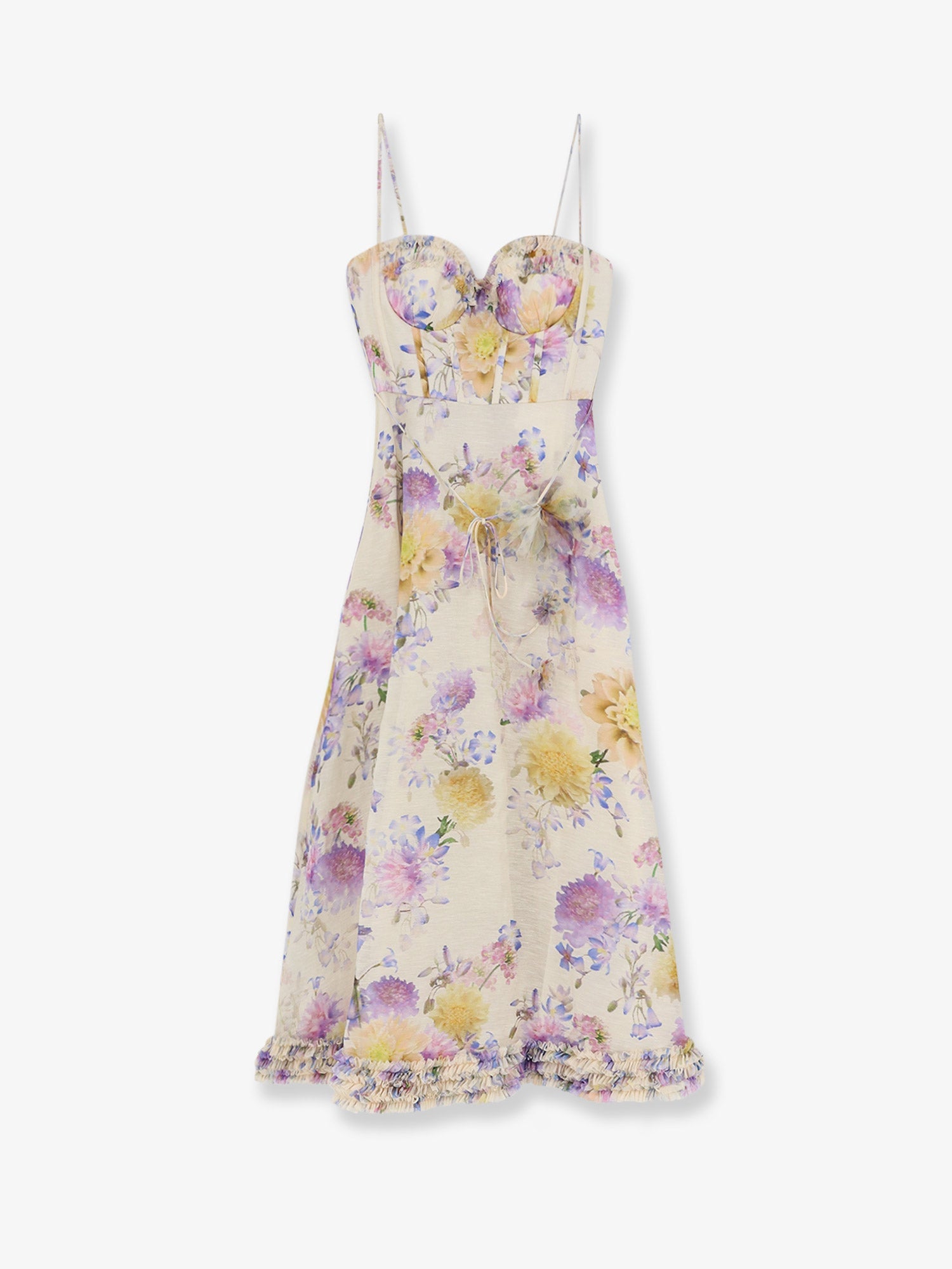 Zimmermann Women Luna Silk And Linen Blend Midi Dress ZIMMERMANN