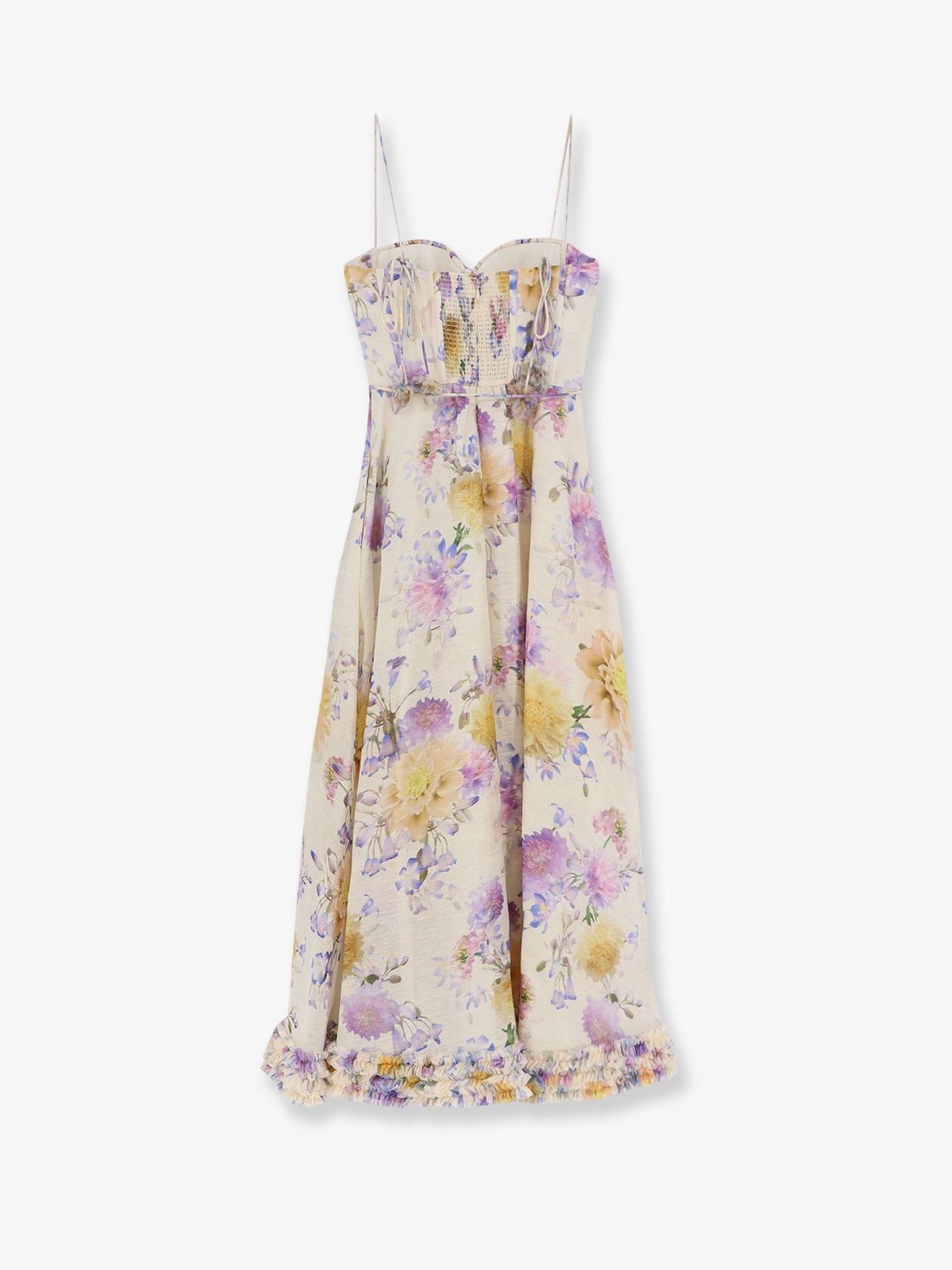 Zimmermann Women Luna Silk And Linen Blend Midi Dress ZIMMERMANN