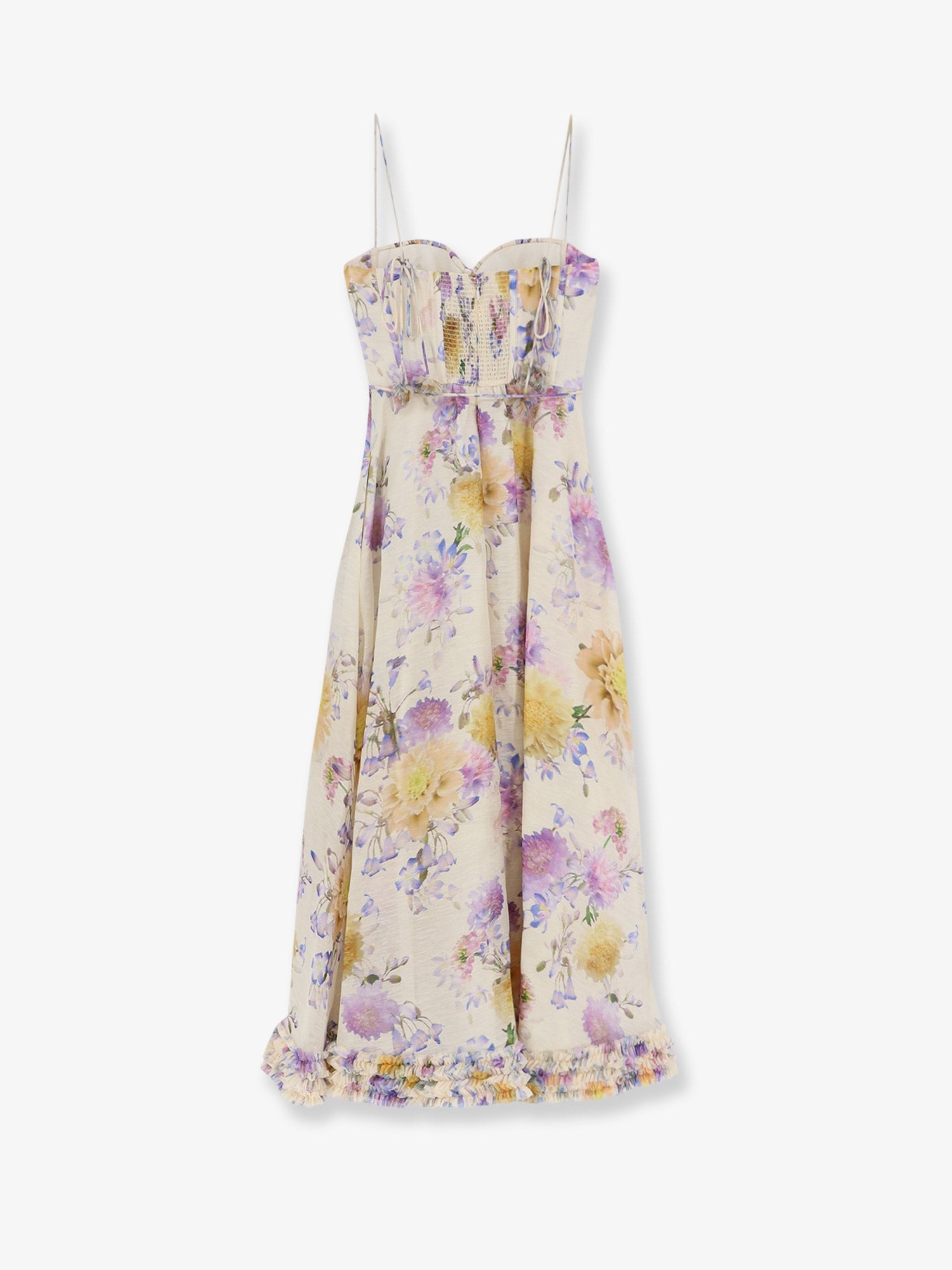 Zimmermann Women Luna Silk And Linen Blend Midi Dress ZIMMERMANN