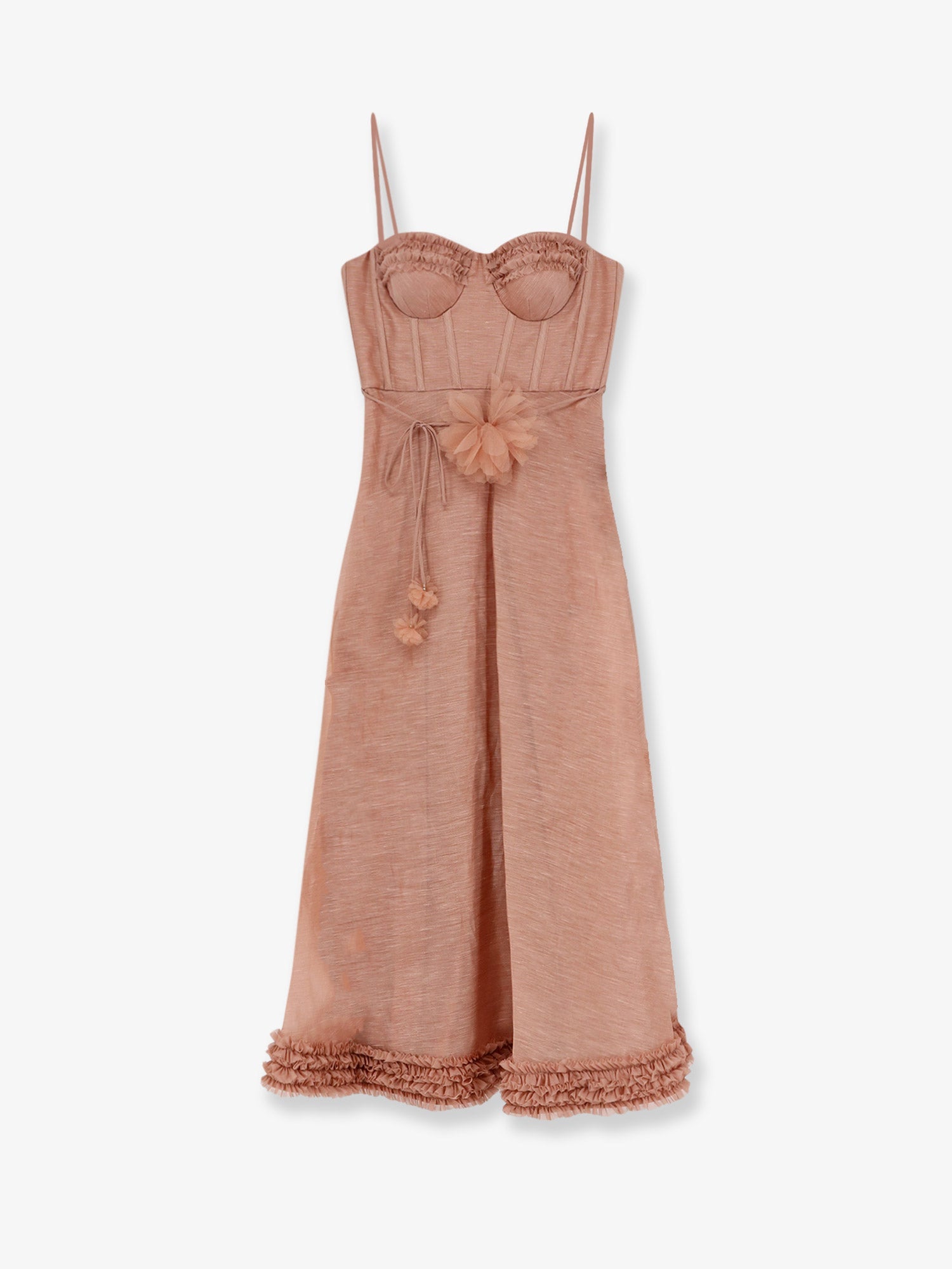 Zimmermann Women Luna Silk And Linen Blend Midi Dress ZIMMERMANN