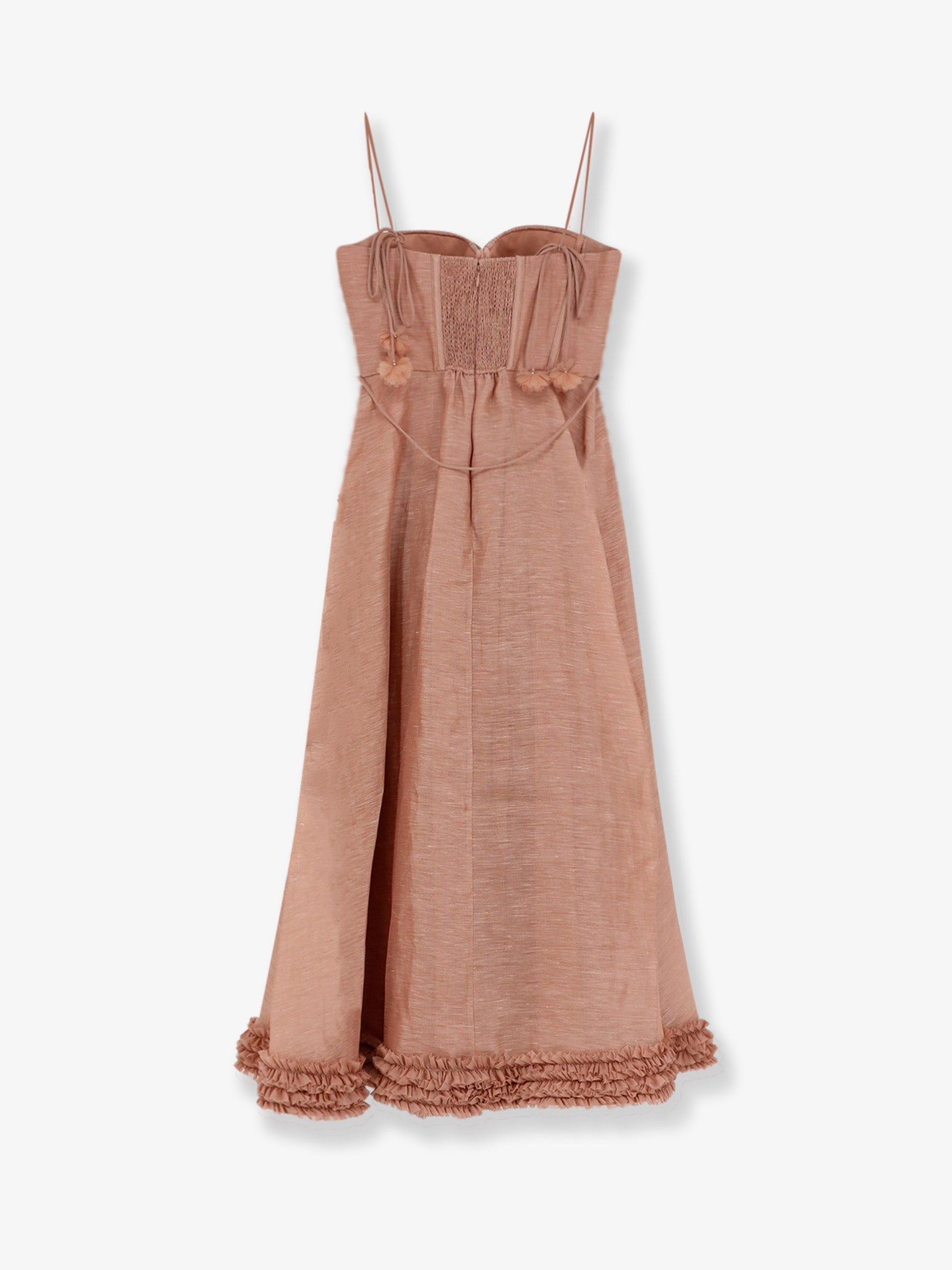 Zimmermann Women Luna Silk And Linen Blend Midi Dress ZIMMERMANN