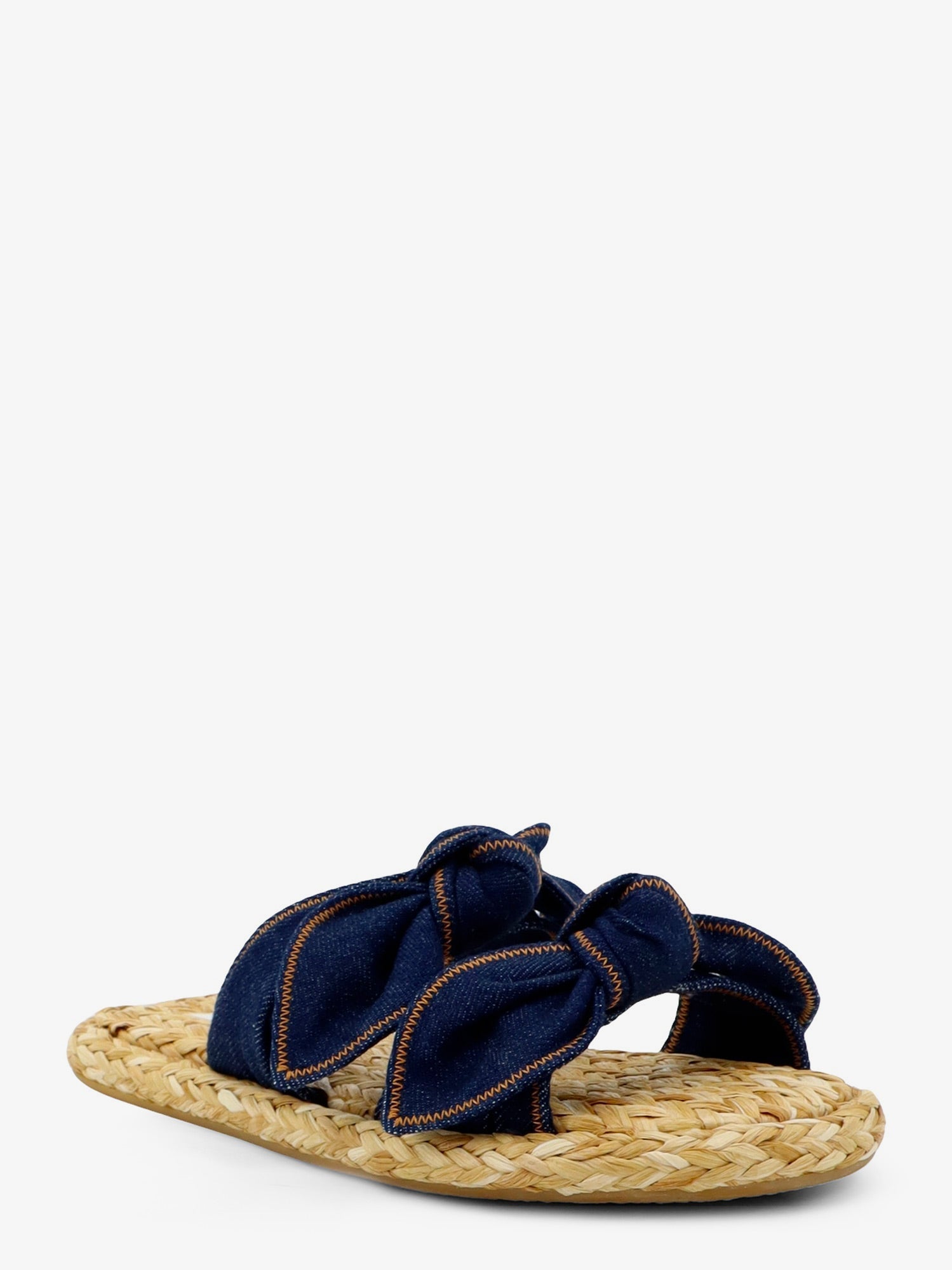 Zimmermann Women Carousel Raffia And Denim Sandals ZIMMERMANN