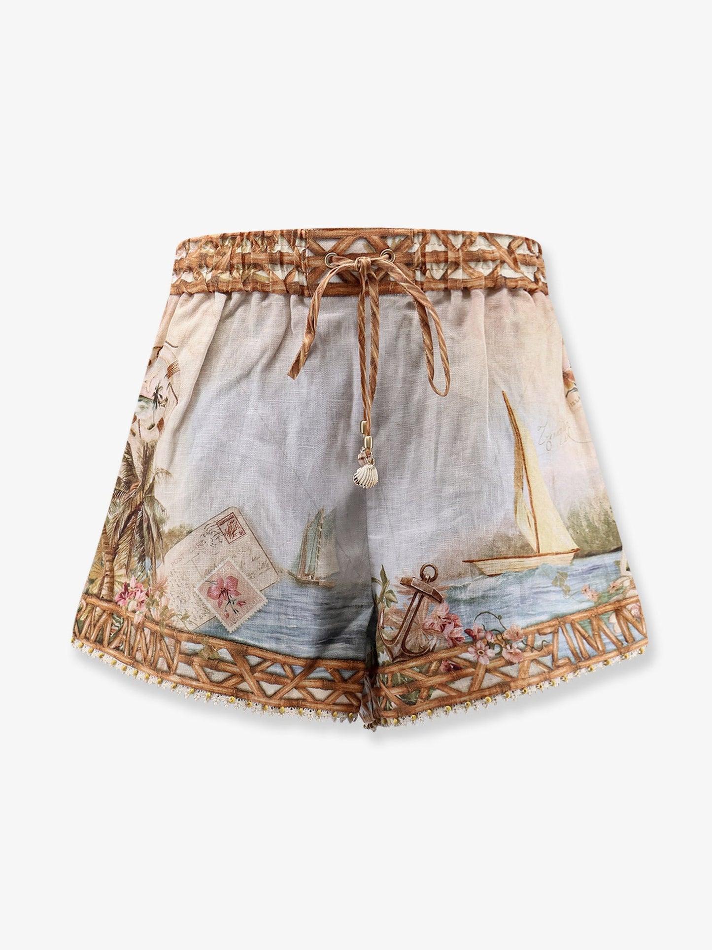 Zimmermann Women Mahon Multicolor Linen Shorts ZIMMERMANN