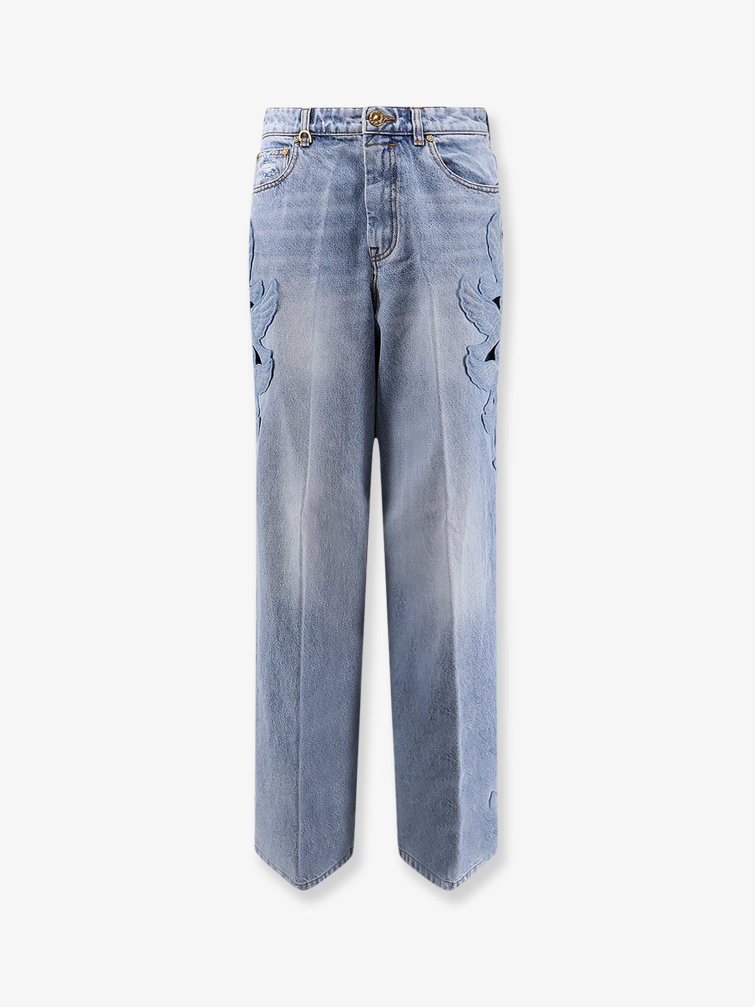 Zimmermann Women Alchemy Applique Relaxed Flare Blue Denim Jeans ZIMMERMANN
