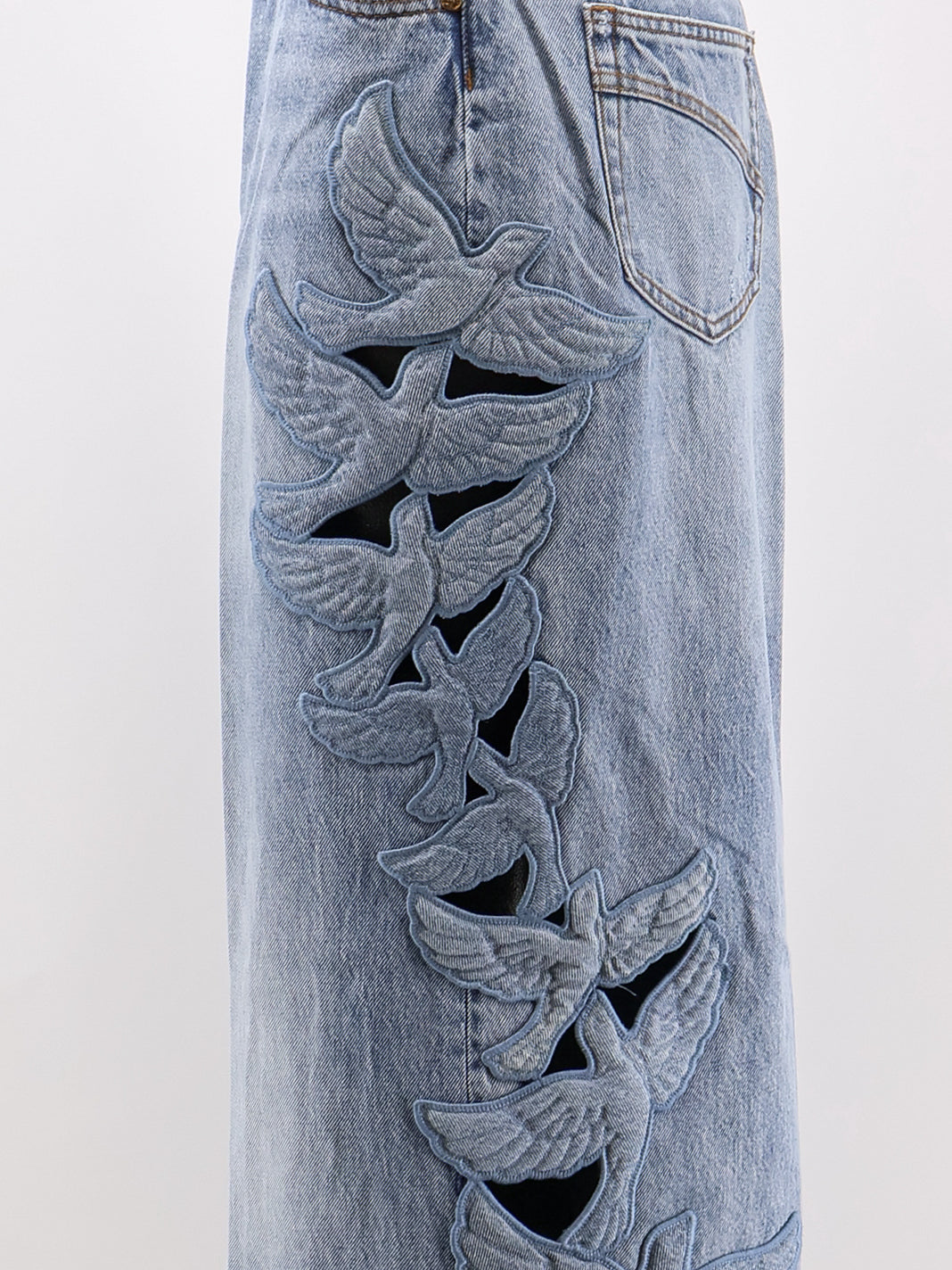 Zimmermann Women Alchemy Applique Relaxed Flare Blue Denim Jeans ZIMMERMANN