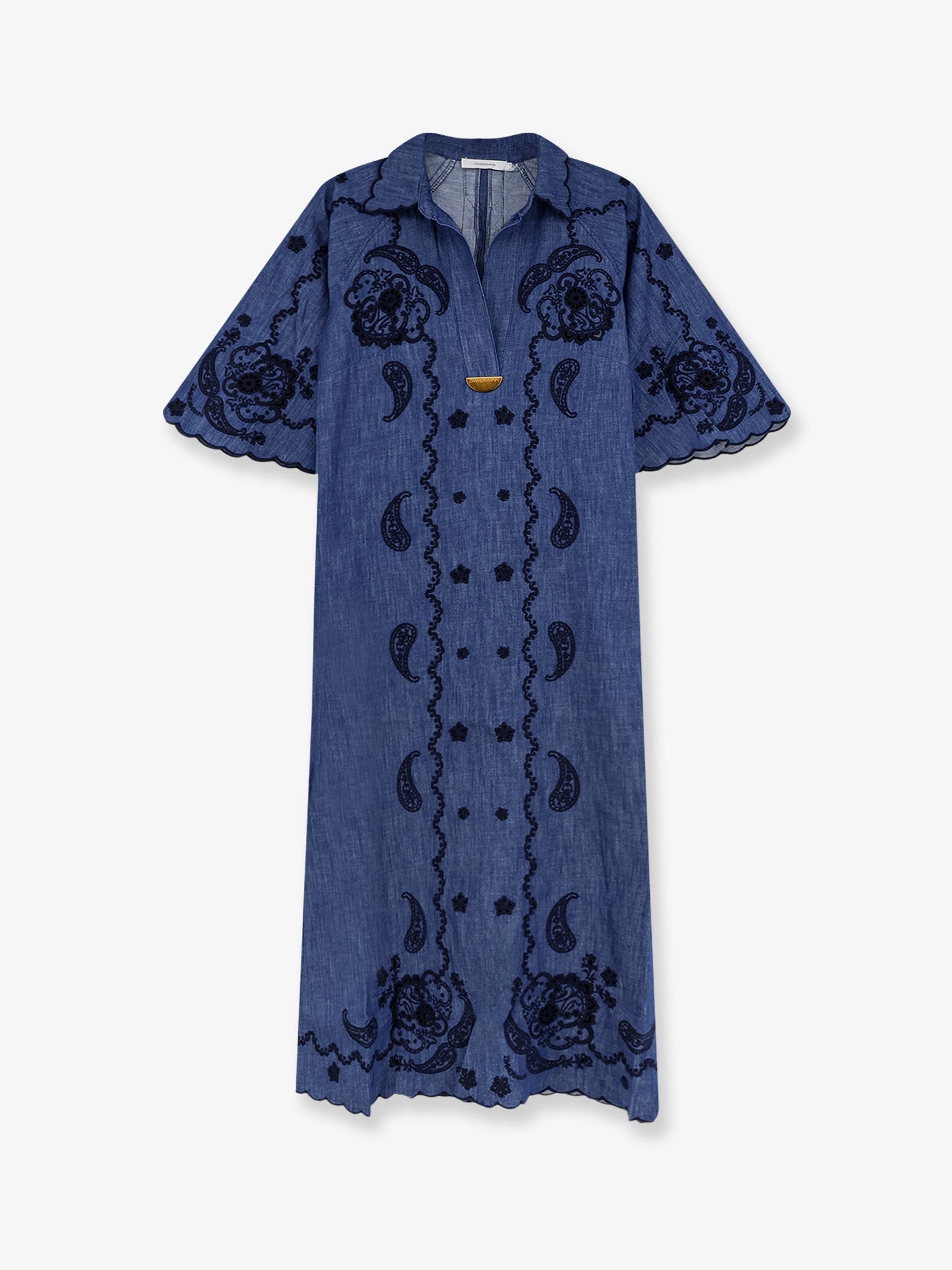 Zimmermann Women Aster Long Denim Dress With Contrasting Embroidery ZIMMERMANN