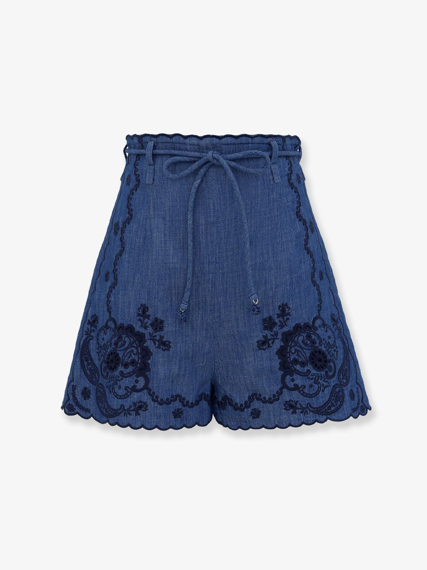 Zimmermann Women Aster Embroidered Denim Shorts ZIMMERMANN