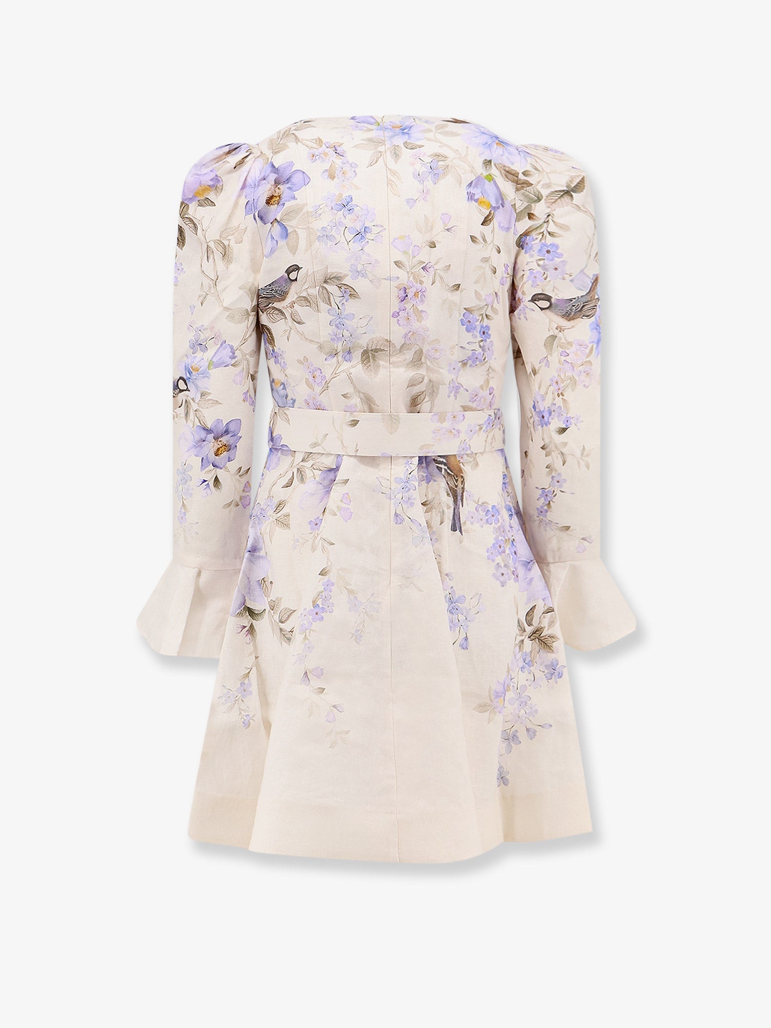 Zimmermann Women Luna Short Linen Dress With Songbird Print ZIMMERMANN