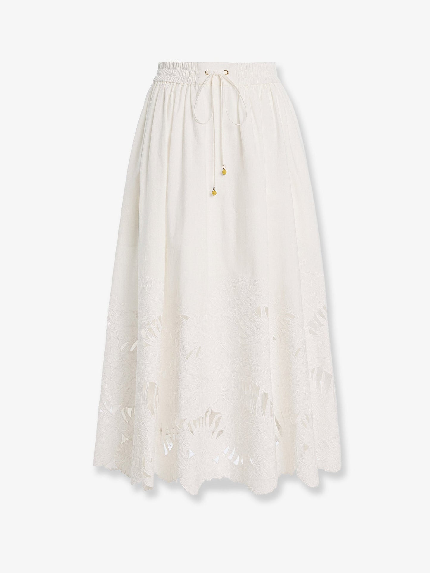 Zimmermann Women Mahon Cotton Skirt With Embroidered Detail On The Bottom ZIMMERMANN