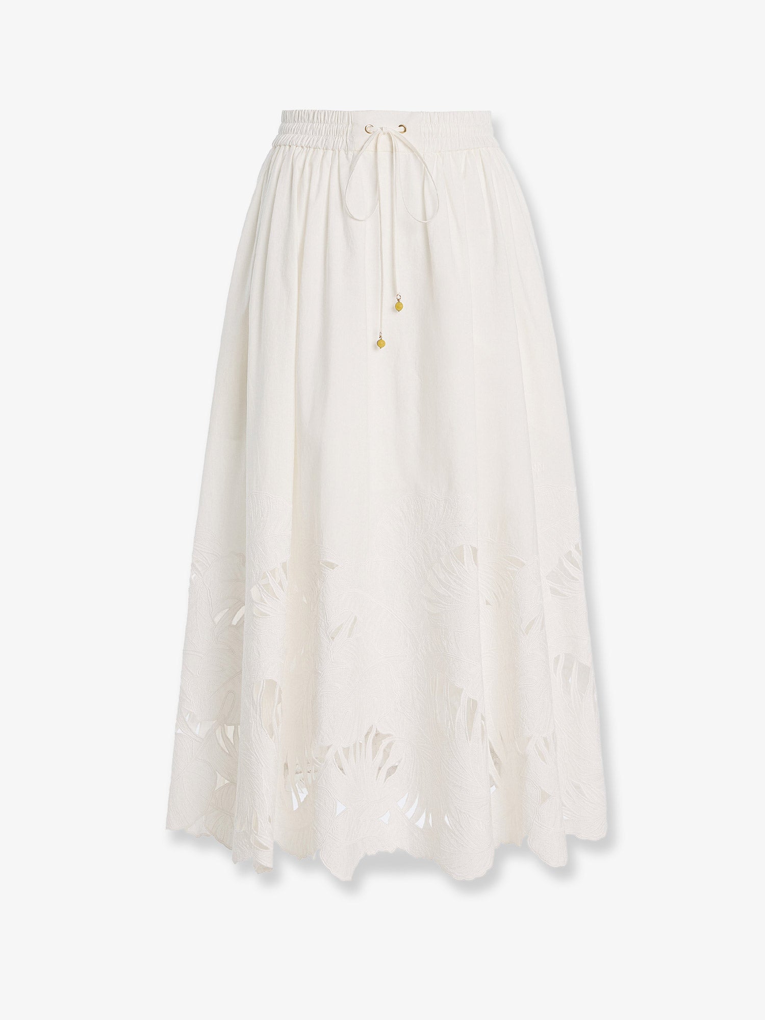 Zimmermann Women Mahon Cotton Skirt With Embroidered Detail On The Bottom ZIMMERMANN