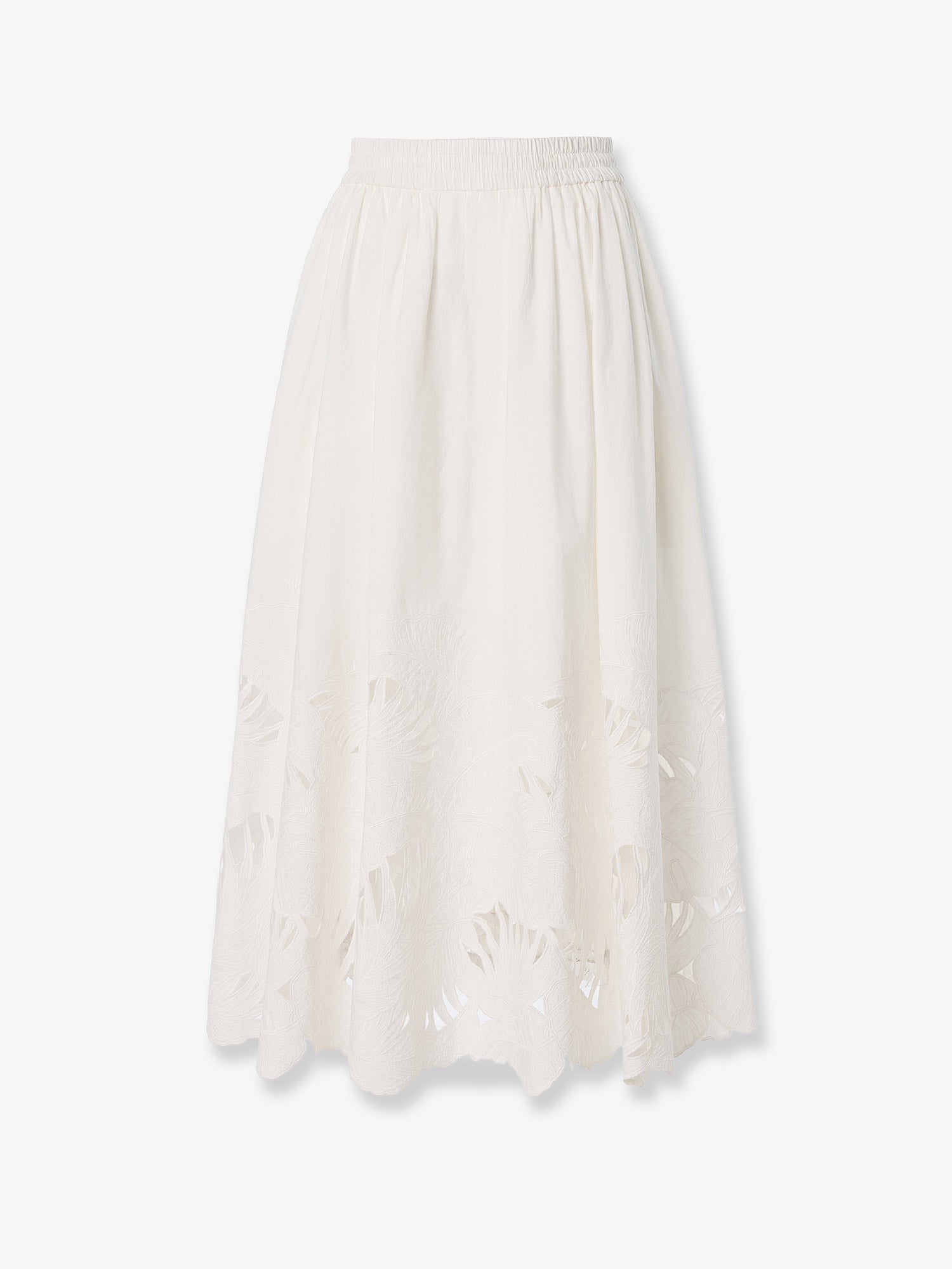 Zimmermann Women Mahon Cotton Skirt With Embroidered Detail On The Bottom ZIMMERMANN