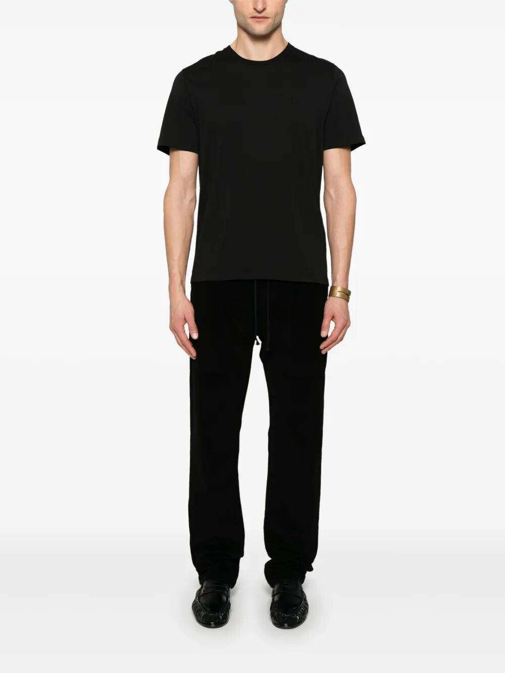 Saint Laurent Men Cassandre Embroidery Cotton T-Shirt SAINT LAURENT
