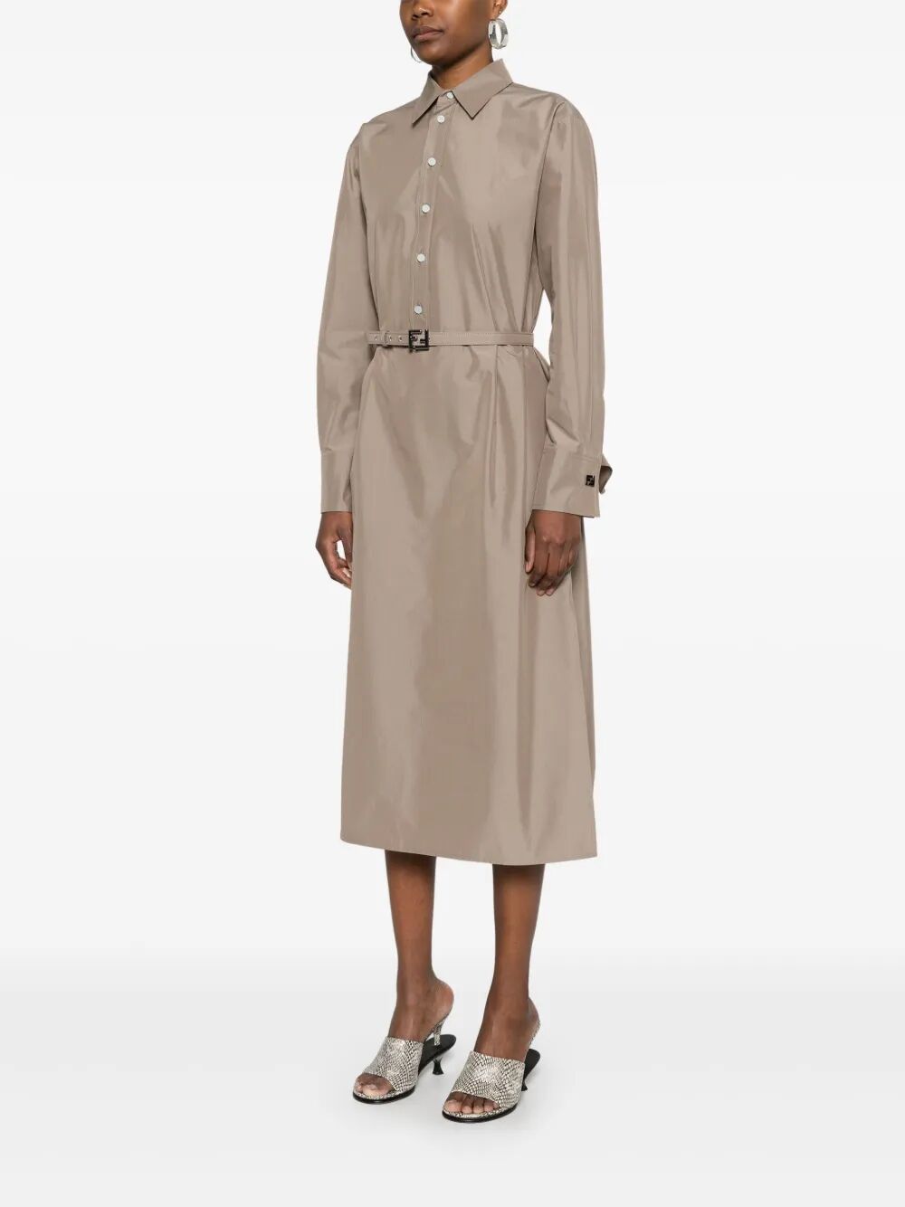 Fendi Women Poplin Belted Shirt Dress FENDI