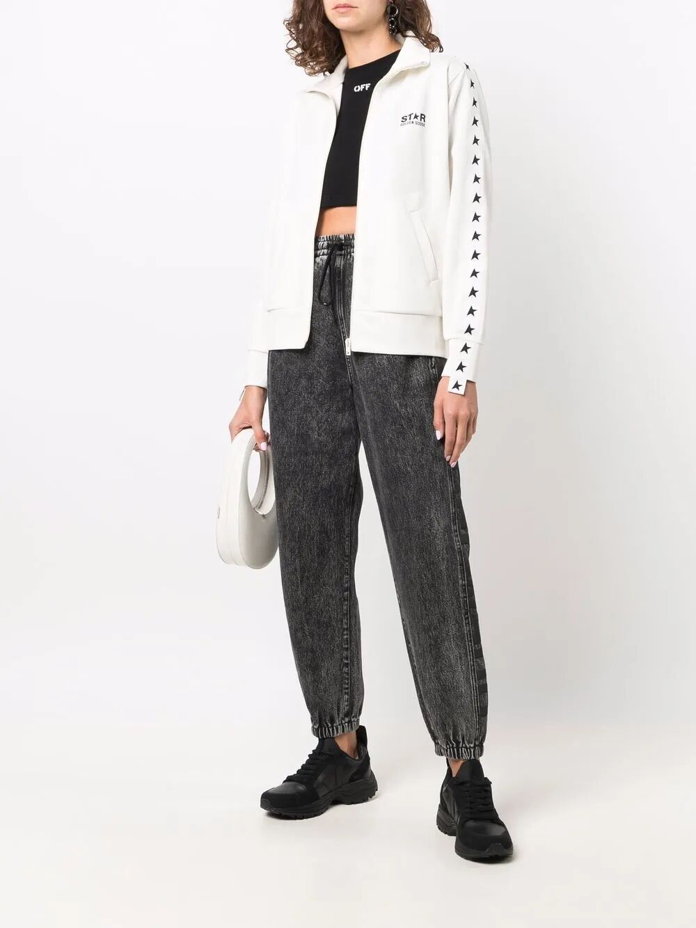 Golden Goose Women Zipped Sweatshirt With Grosgrain Strip And Stars GOLDEN GOOSE