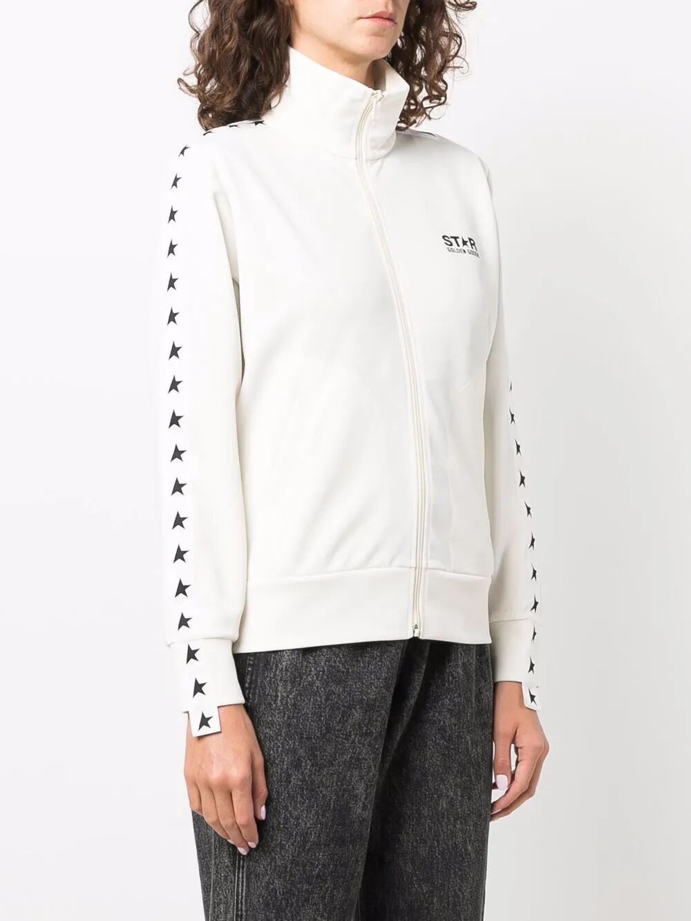 Golden Goose Women Zipped Sweatshirt With Grosgrain Strip And Stars GOLDEN GOOSE