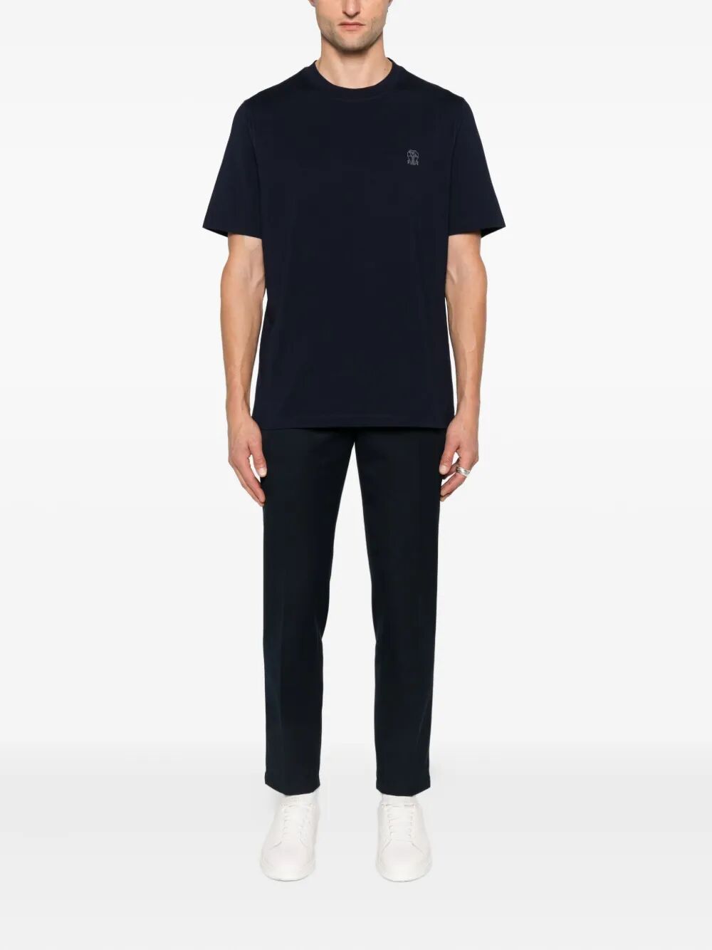 Brunello Cucinelli Men Cotton Jersey Crew Neck T-Shirt With Logo BRUNELLO CUCINELLI