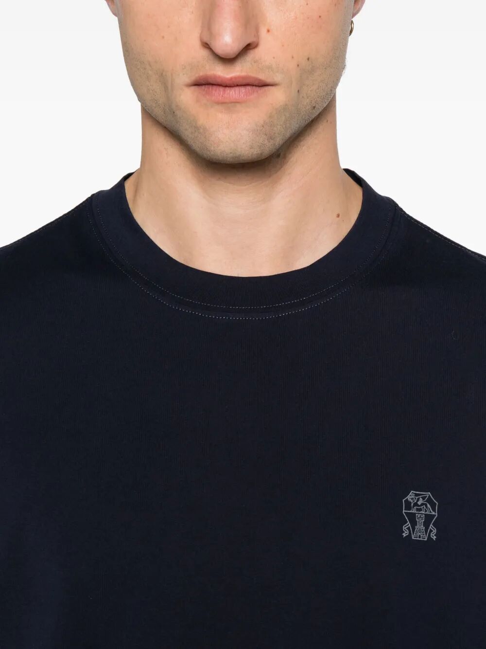 Brunello Cucinelli Men Cotton Jersey Crew Neck T-Shirt With Logo BRUNELLO CUCINELLI