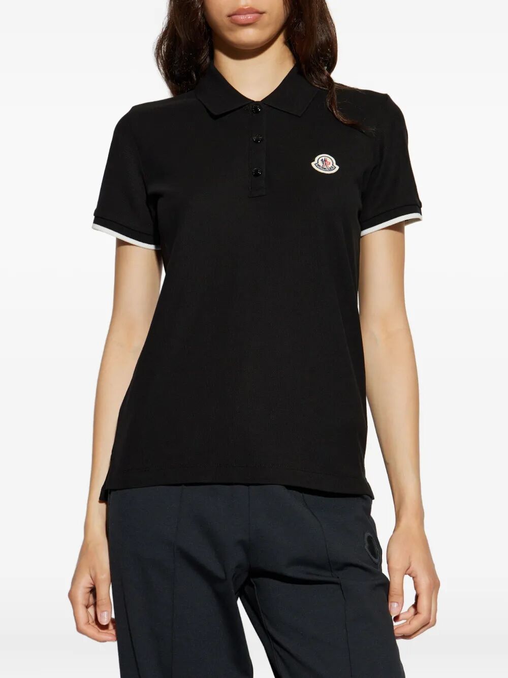 Moncler Women Logo Patch Cotton Piqué Polo Shirt MONCLER