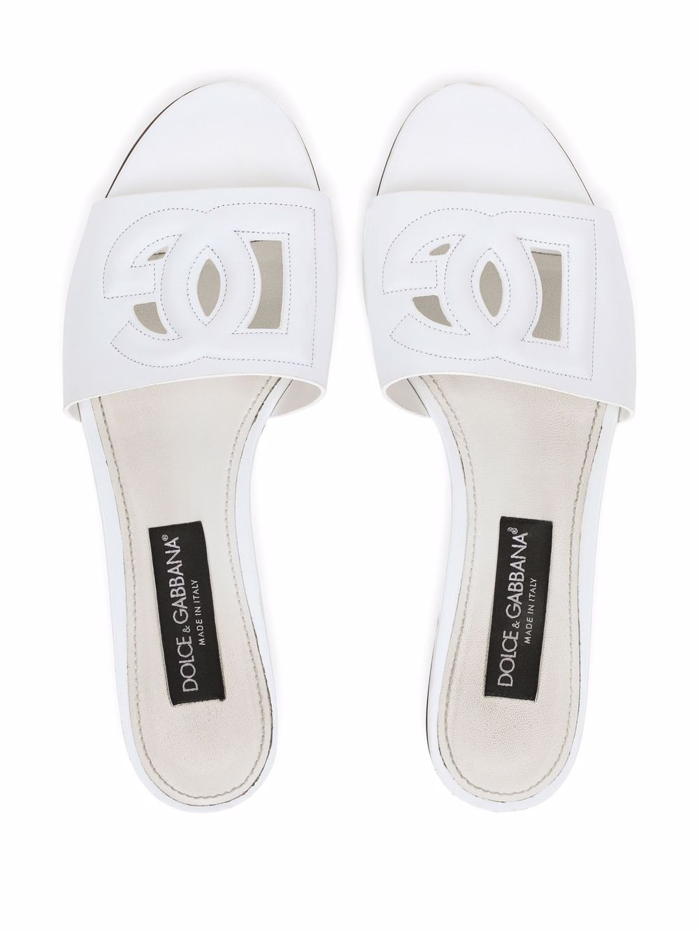 Dolce & Gabbana Women Dg Millennials Logo Leather Flat Slides DOLCE & GABBANA