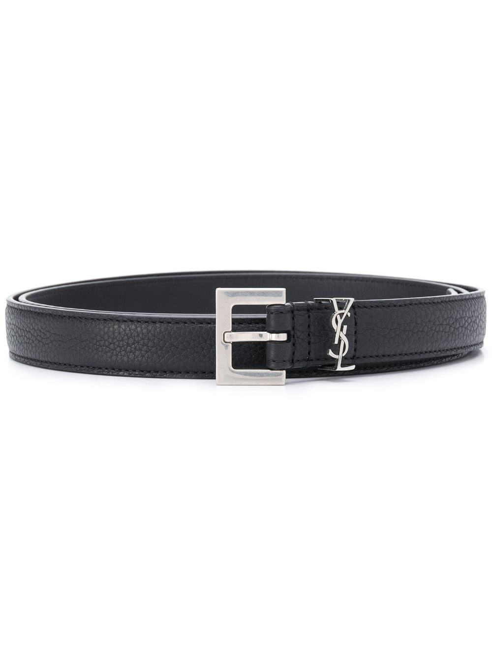 Saint Laurent Men Grained Leather Cassandre Thin Belt With Square Buckle SAINT LAURENT