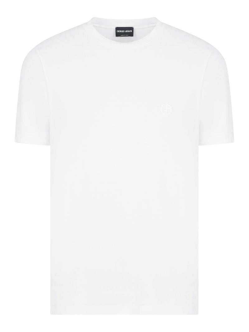 Giorgio Armani Men Crewneck Short Sleeved Sweater In Stretch Viscose Jersey GIORGIO ARMANI