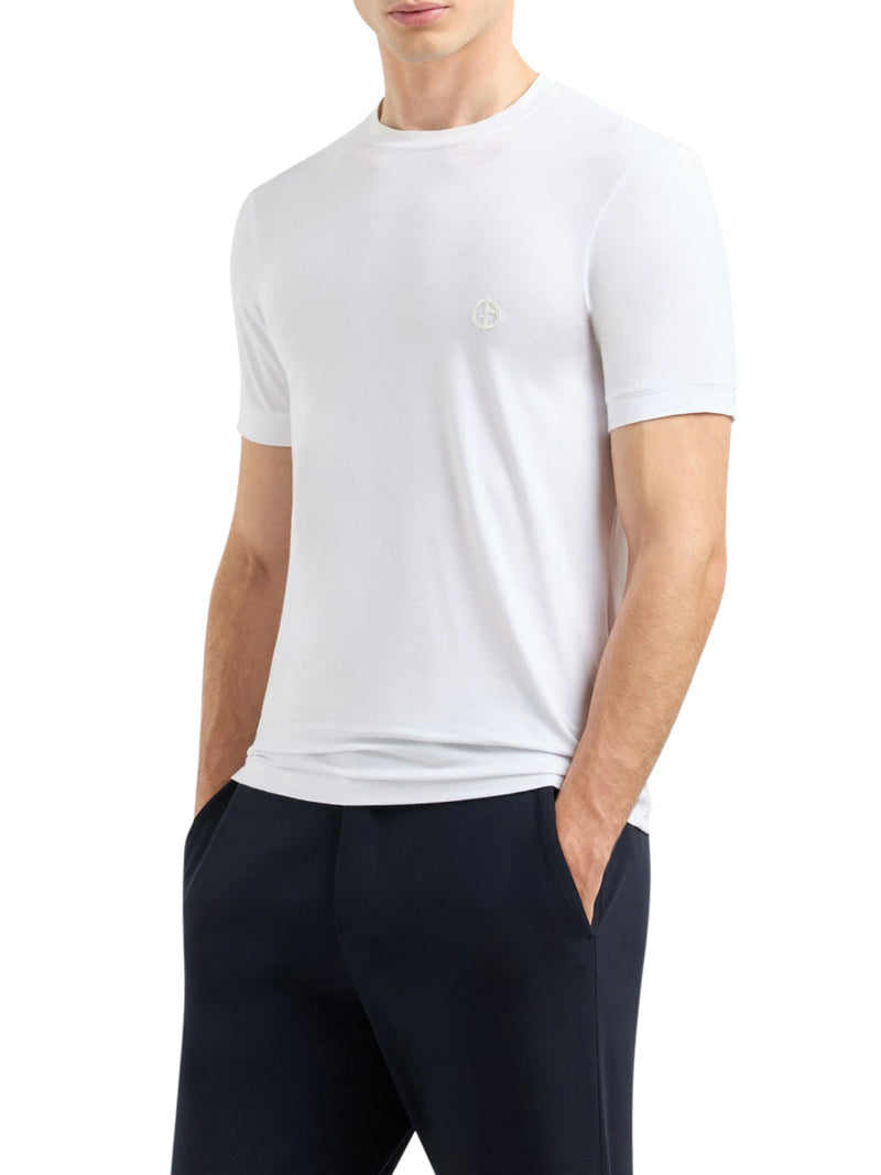 Giorgio Armani Men Crewneck Short Sleeved Sweater In Stretch Viscose Jersey GIORGIO ARMANI