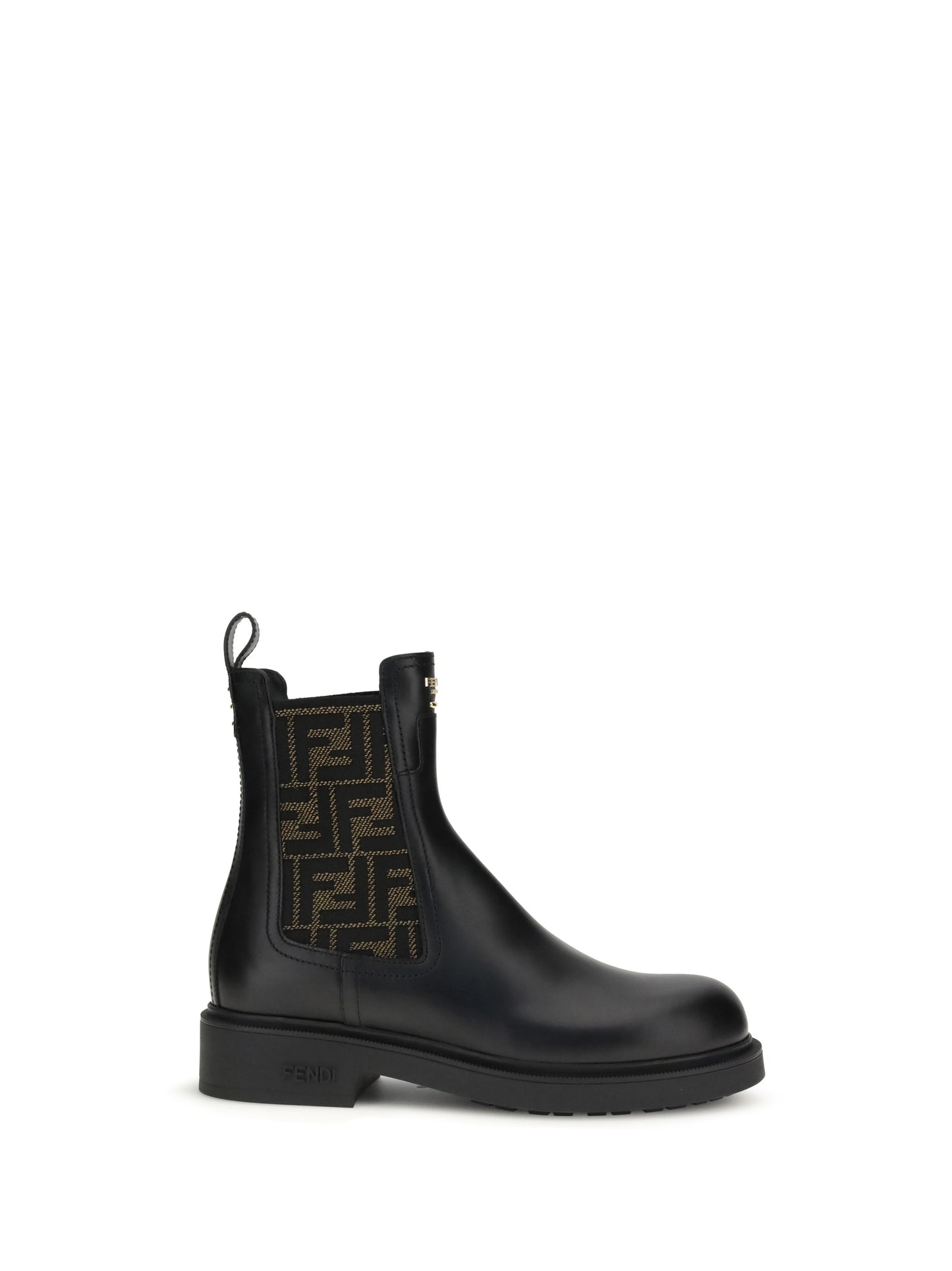 Fendi Women Ff Leather And Fabric Ankle Boots FENDI