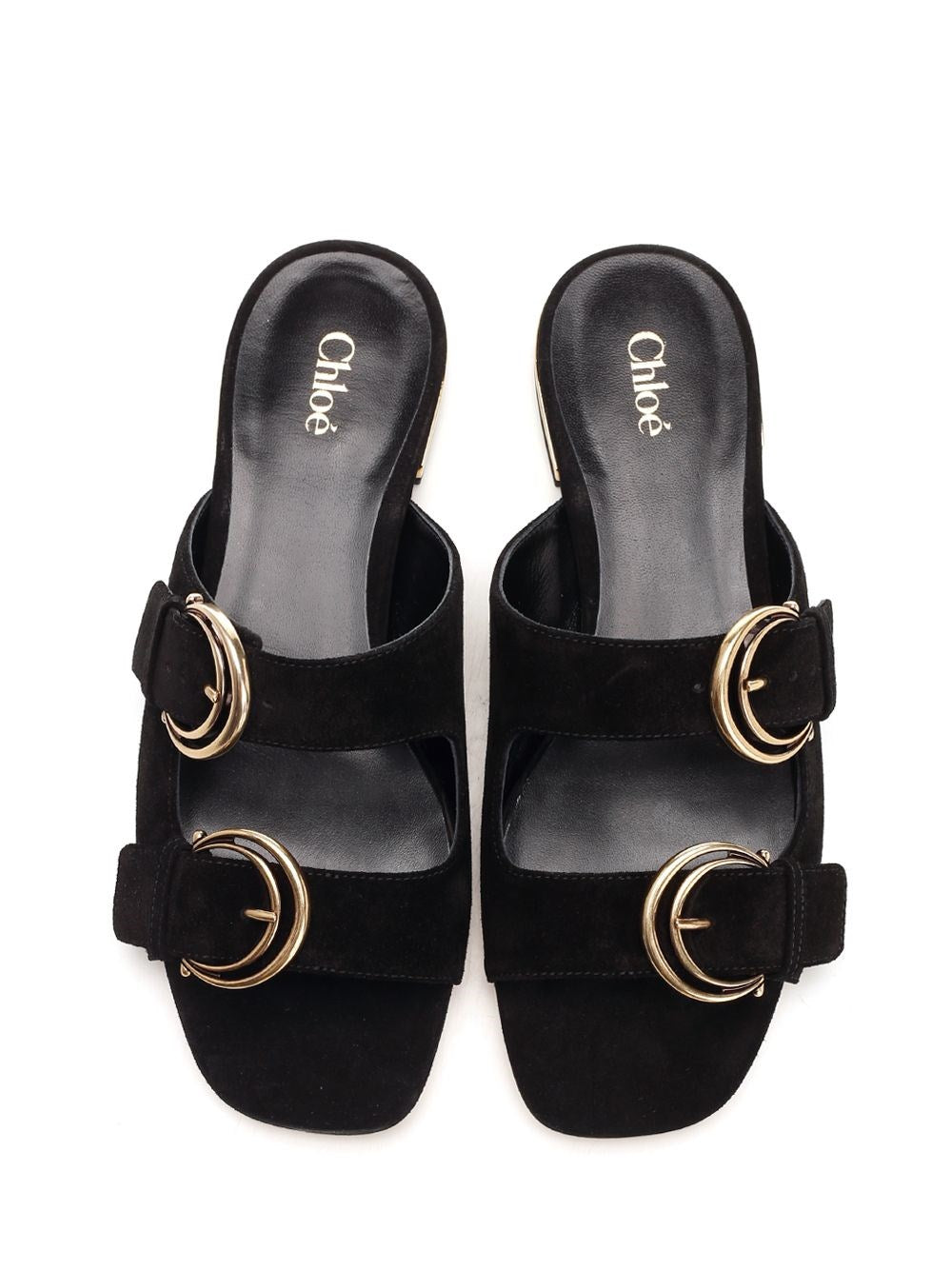 Chloe' Women Alize Flat Double C Buckle Sleepers Black CHLOE