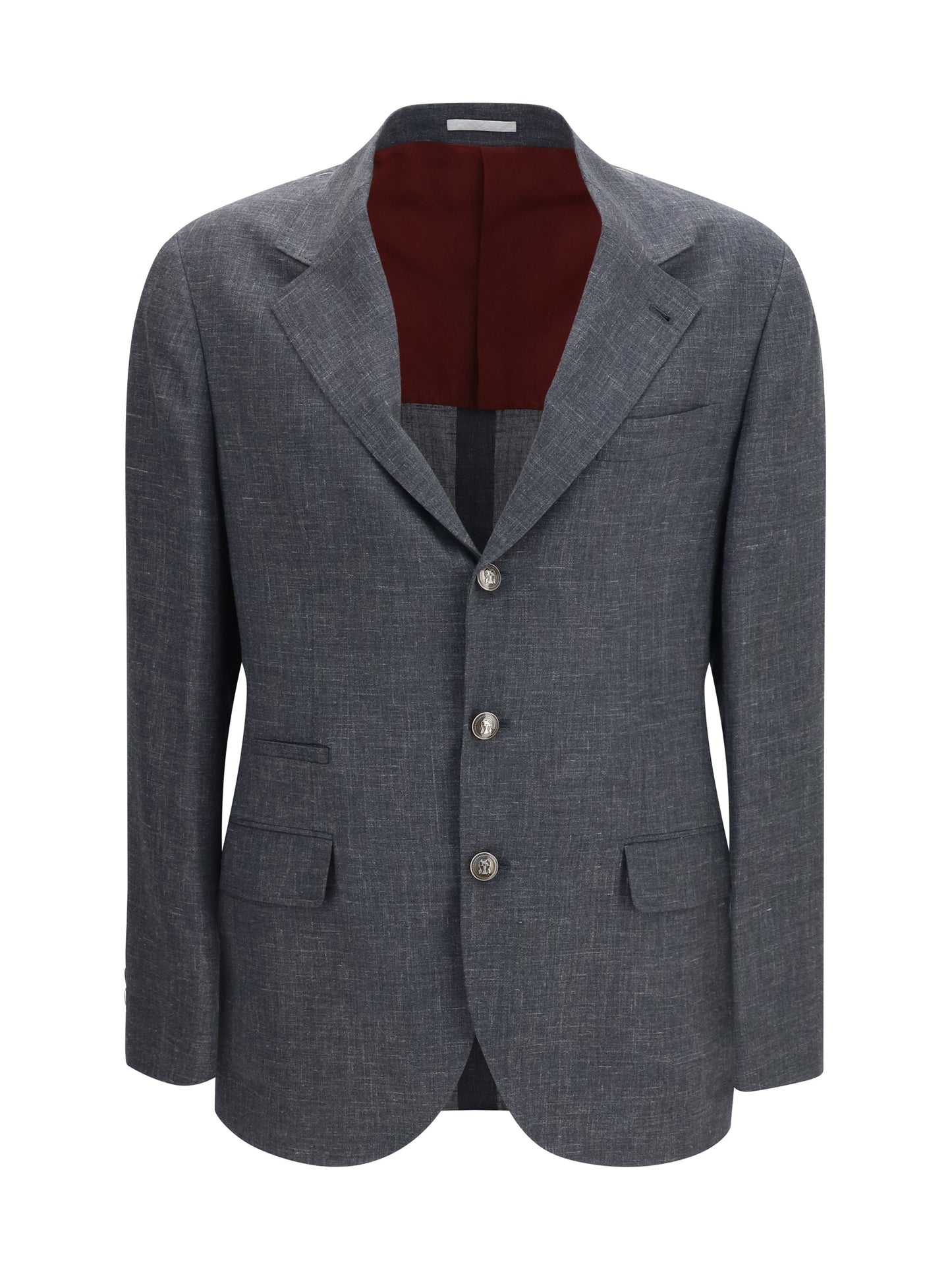 Brunello Cucinelli Men Deconstructed Jacket In Flame-Textured Wool, Silk, And Linen BRUNELLO CUCINELLI