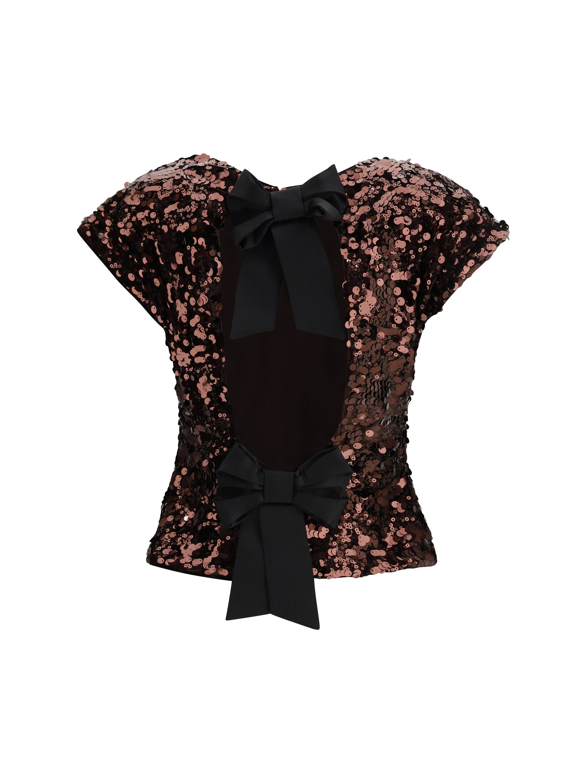 Ganni Women Sequin Top With Bow Back GANNI