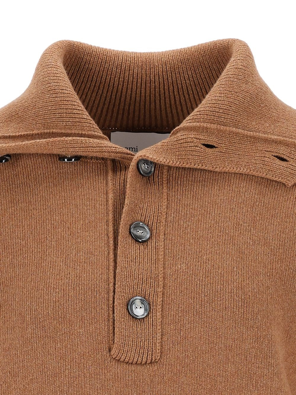 Ami Women Wool Sweater With Buttoned Collar AMI PARIS