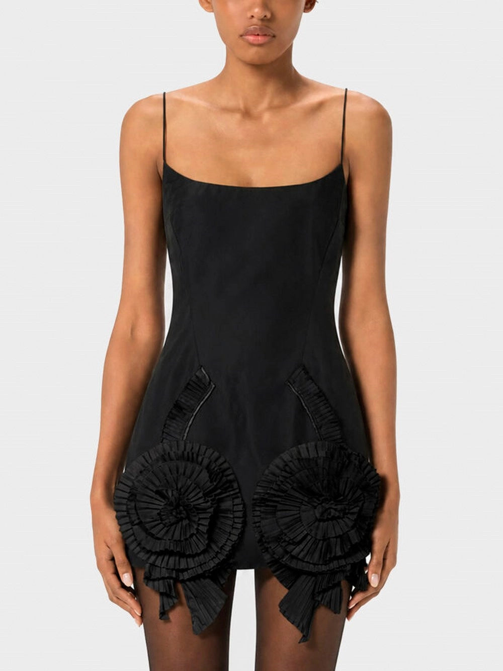 Blumarine Women Short Taffeta Dress With Pleated Roses BLUMARINE