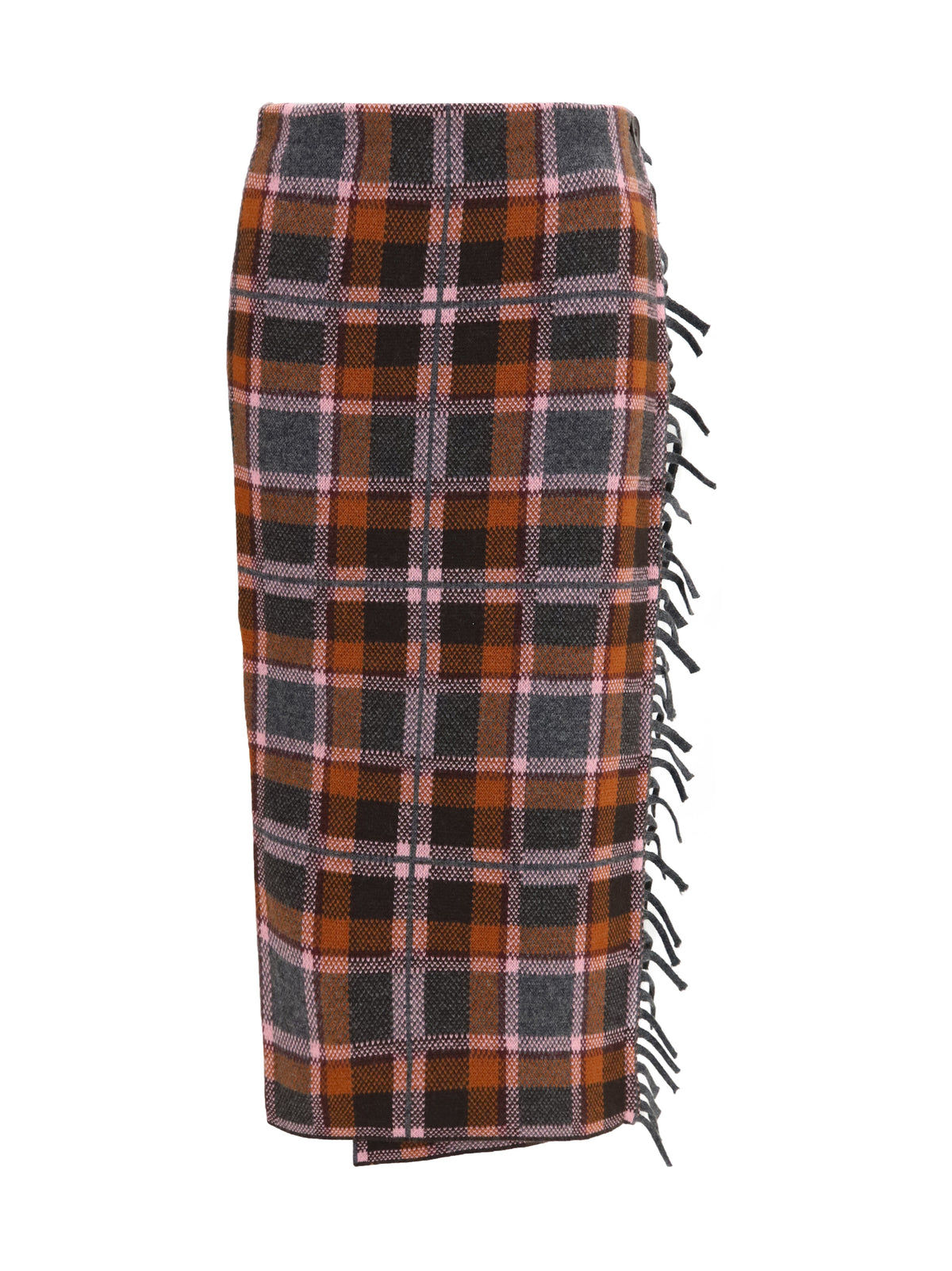 Guest In Residence Women Tartan Fringed Wrap Skirt GUEST IN RESIDENCE