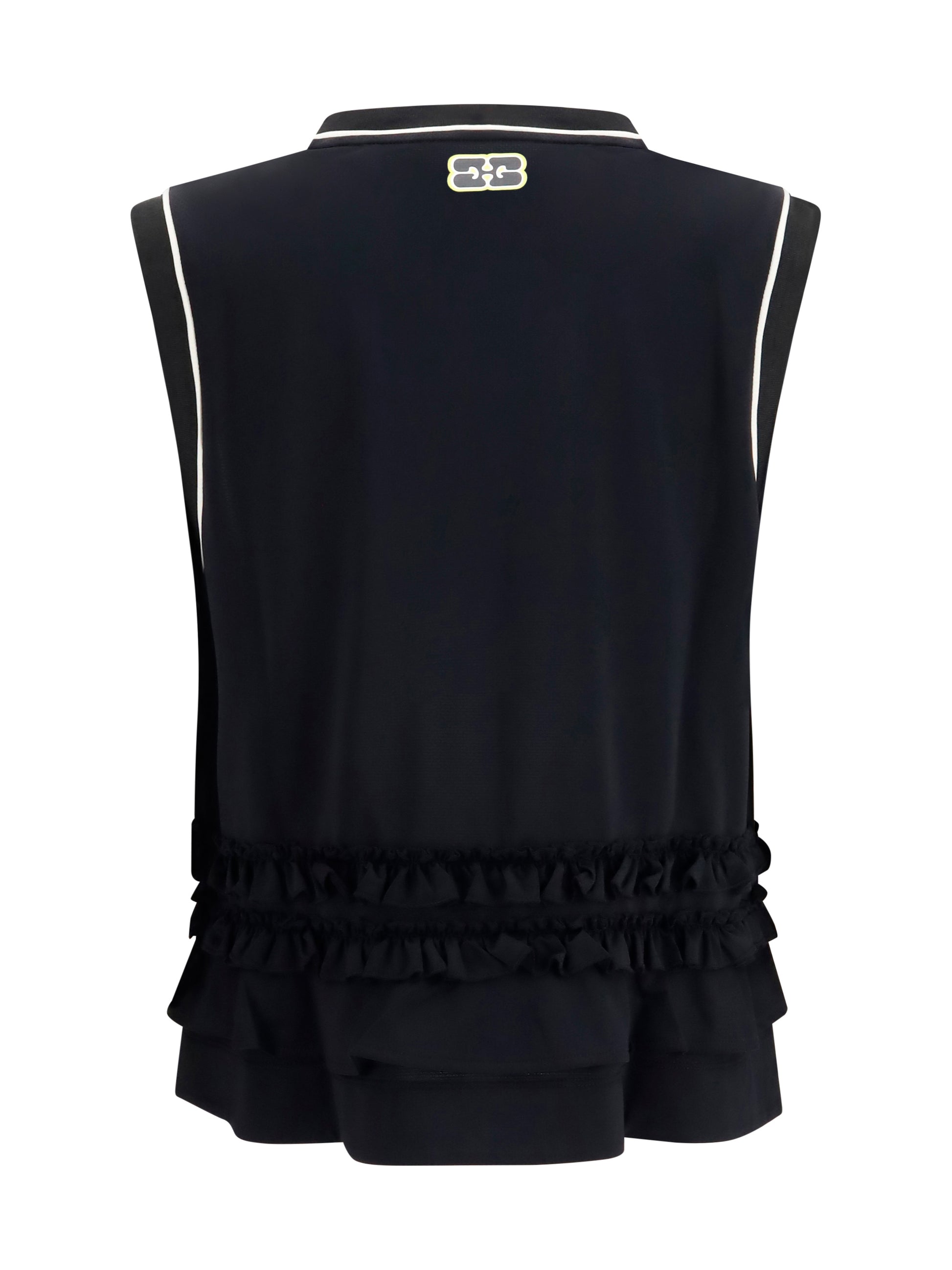 Ganni Women Cycora Oversized Tank Top With Ruffled Hem GANNI