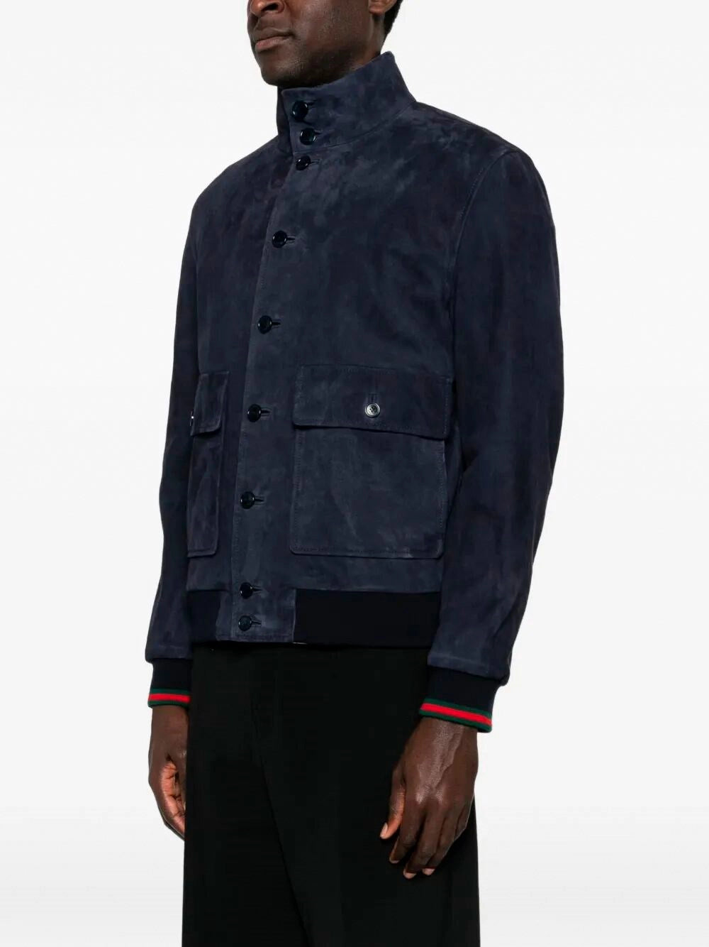 Gucci Men Leather Bomber Jacket