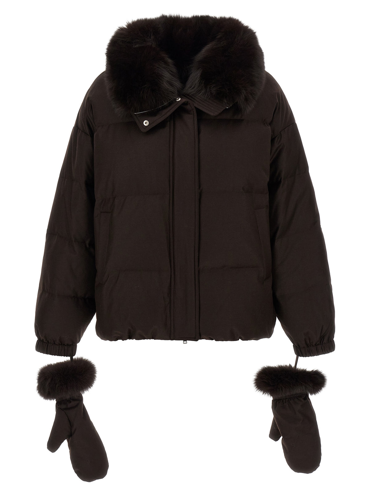 Yves Salomon Women Flannel Down Jacket With Mittens YVES SALOMON