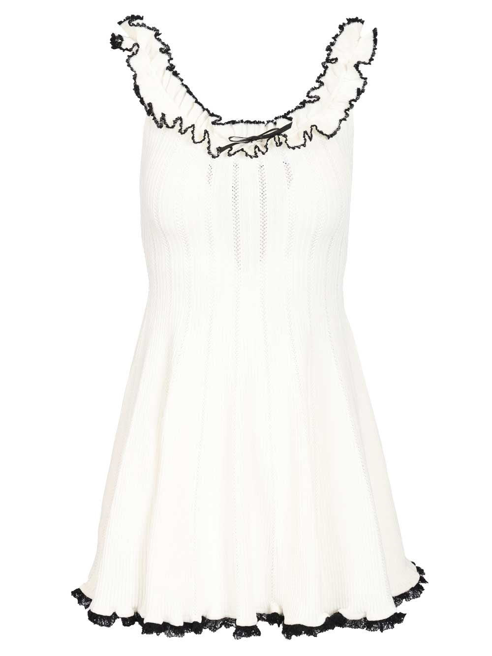 Self-Portrait Women White Contrast Trim Knit Mini Dress SELF-PORTRAIT