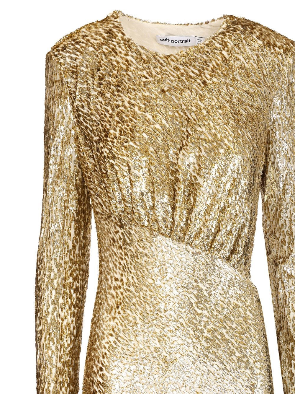 Self-Portrait Women Long Dress In Gold Thread SELF-PORTRAIT