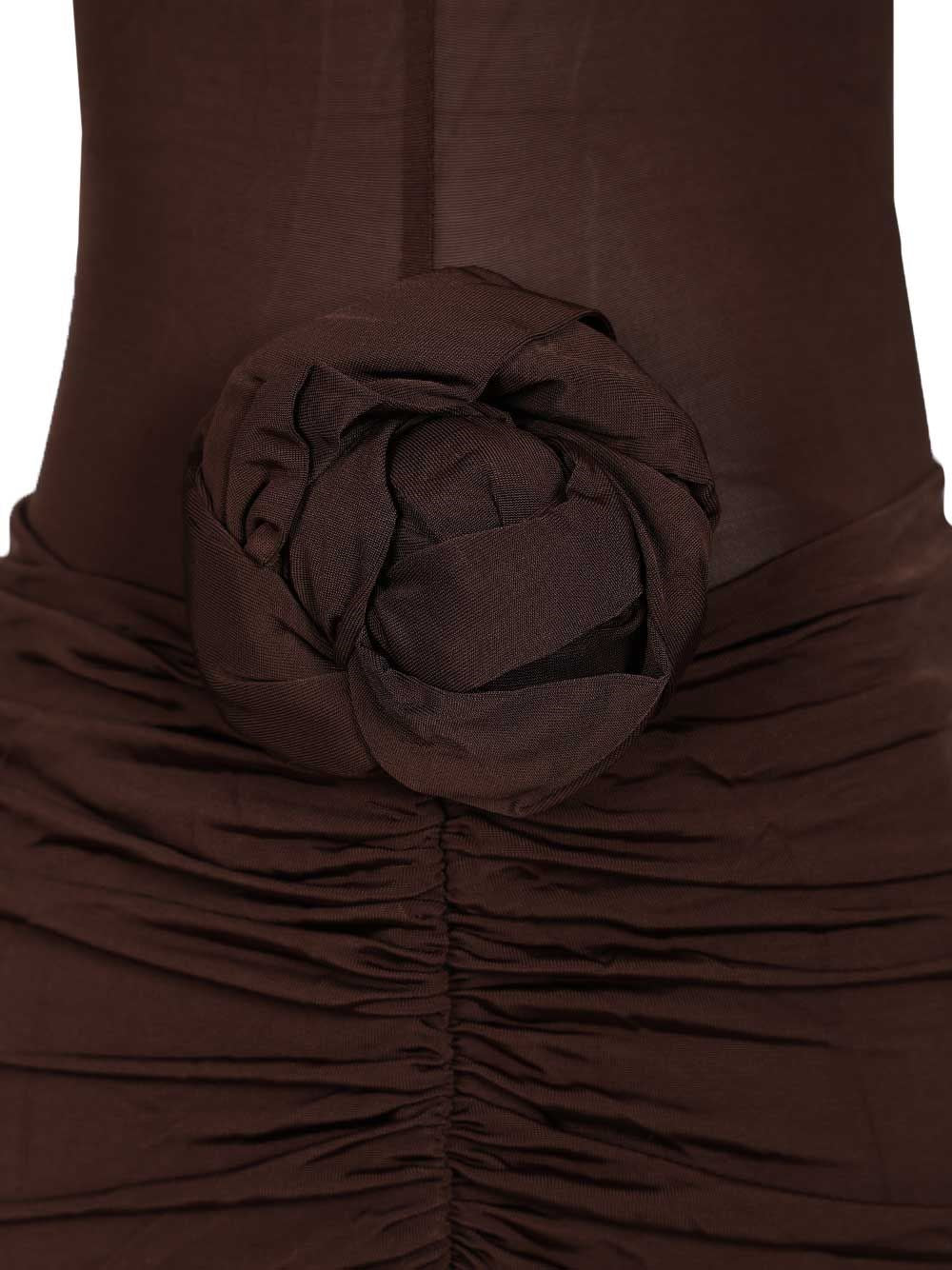 Rotate Women Dark Brown Draped Mini Dress ROTATE