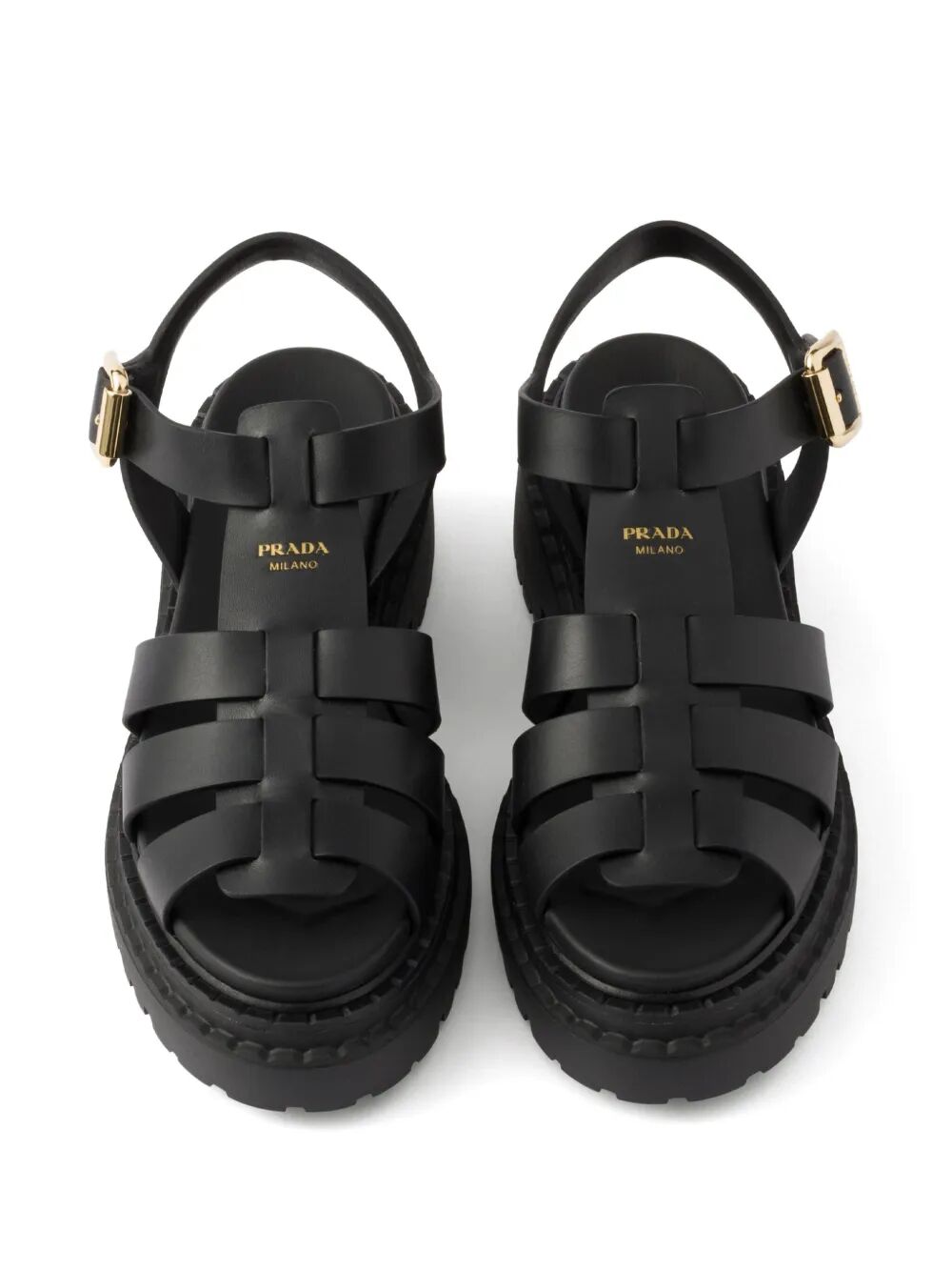 Prada Women Fisherman`S Leather Flatform Sandals PRADA