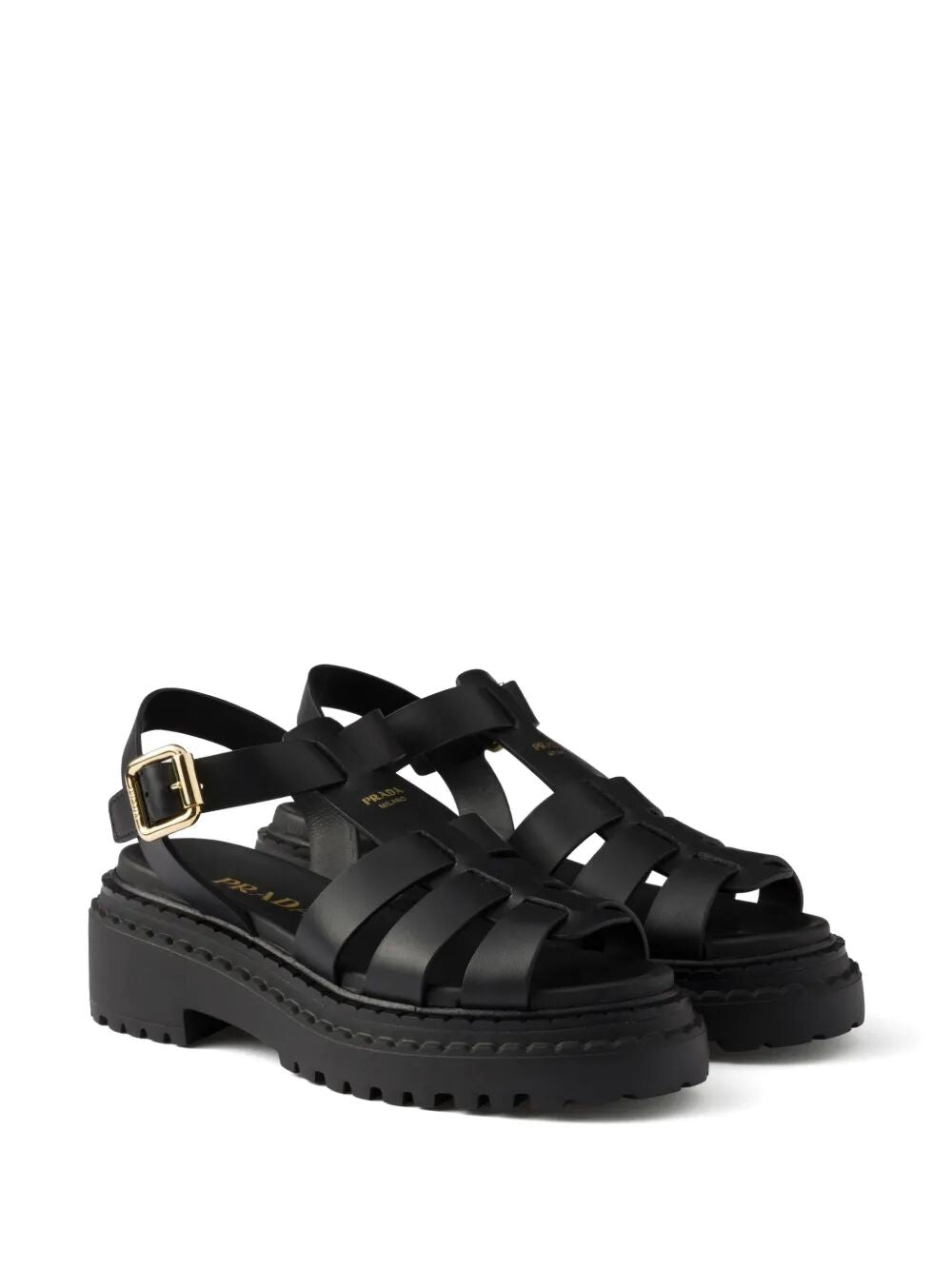 Prada Women Fisherman`S Leather Flatform Sandals PRADA