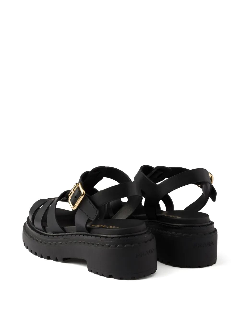 Prada Women Fisherman`S Leather Flatform Sandals PRADA