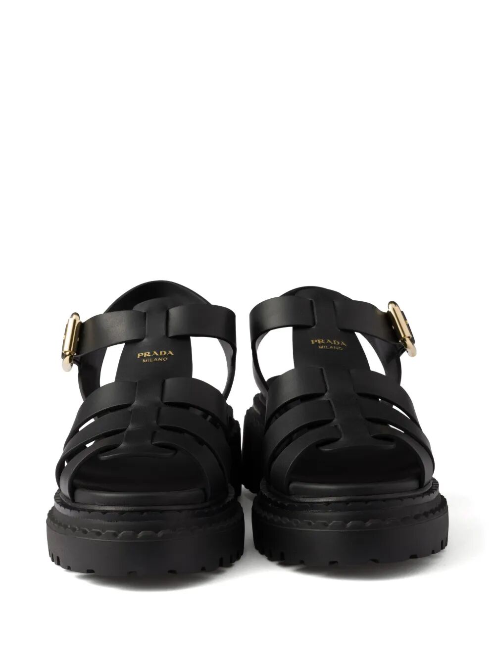 Prada Women Fisherman`S Leather Flatform Sandals PRADA