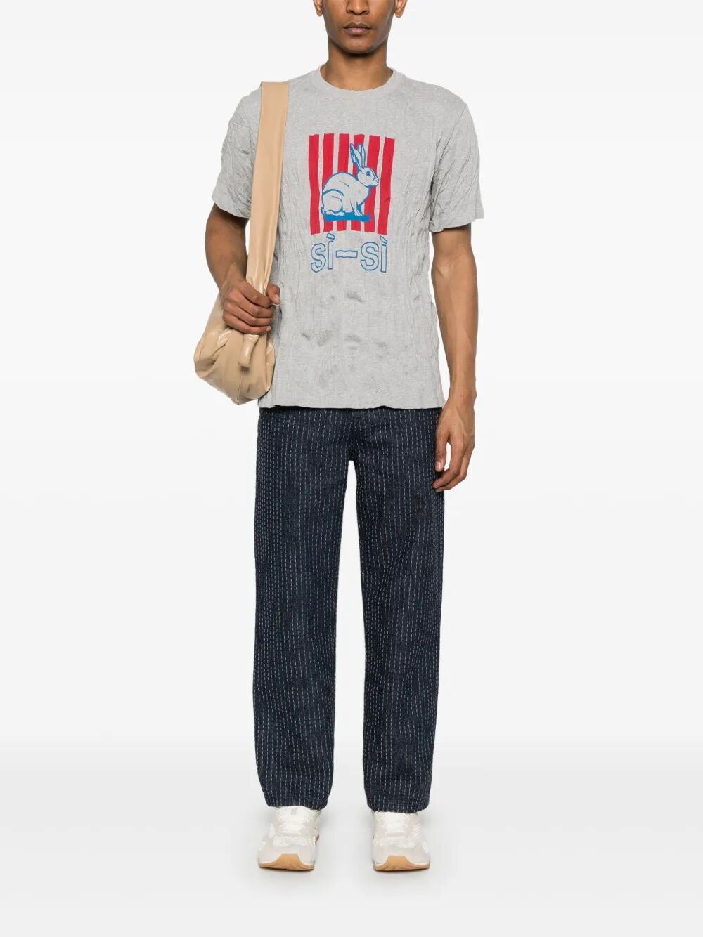 Bottega Veneta Men Graphic Rabbit-Print Crushed Cotton Jersey T-Shirt BOTTEGA VENETA