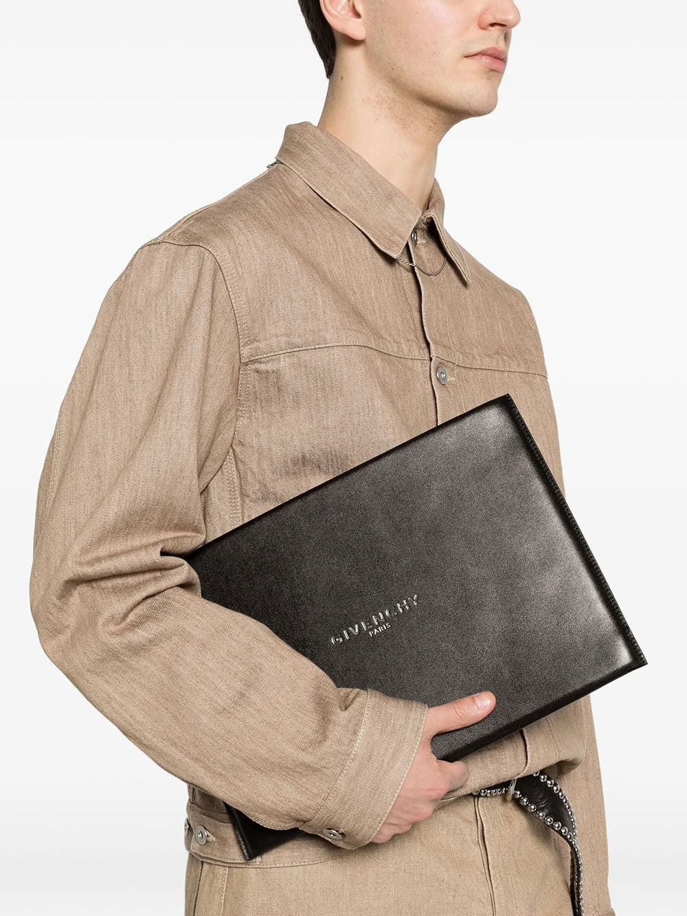 Givenchy Men Antigona Stamped Large Pouch In Leather GIVENCHY