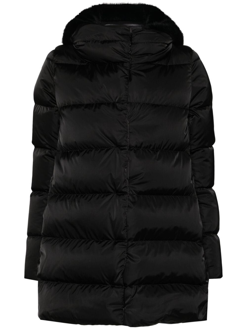 Herno Women A-Shape Down Jacket In Satin And Lady Alternative Fur HERNO